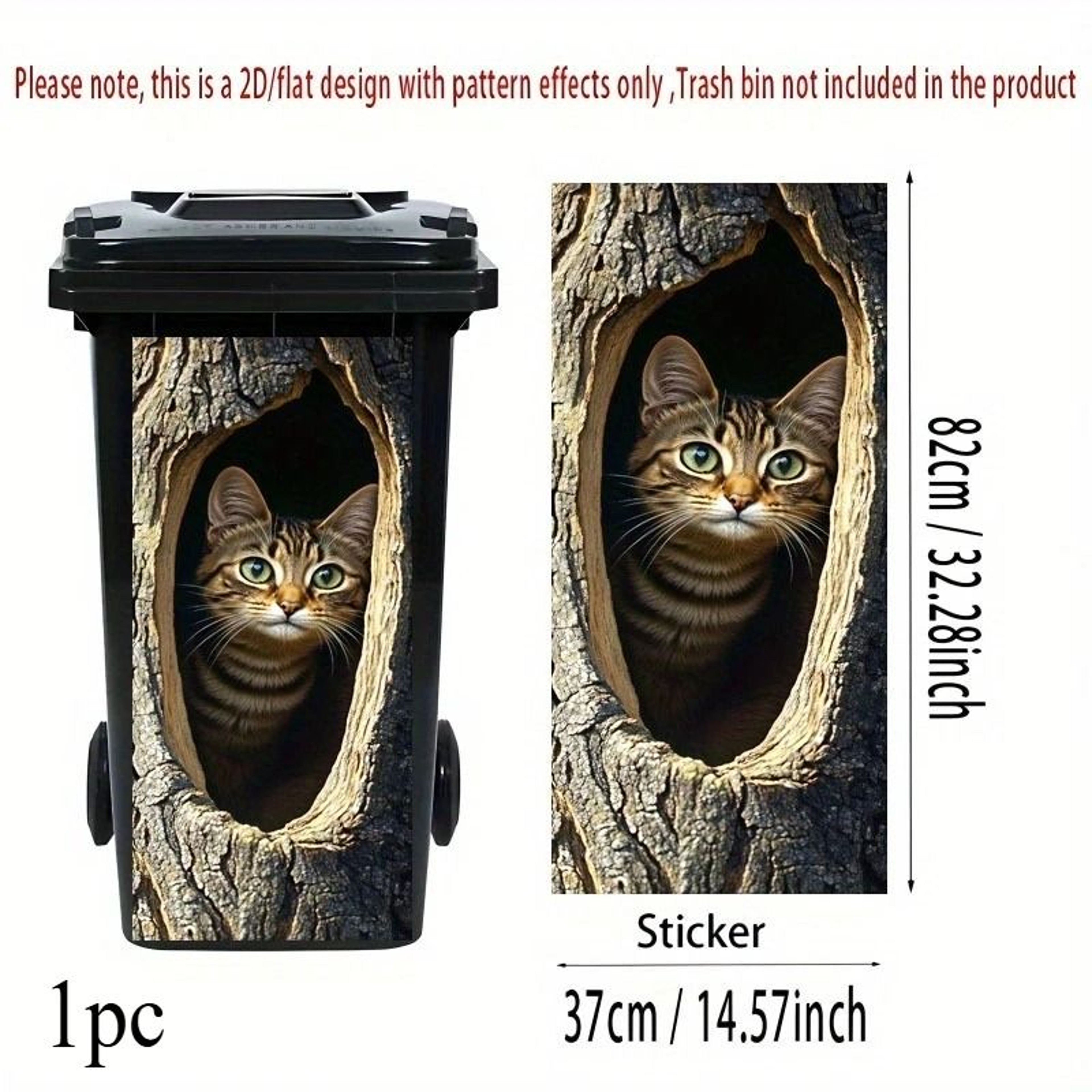Cute Raccoon Trash Can Sticker Self Adhesive Wall Decor 37x82cm 1