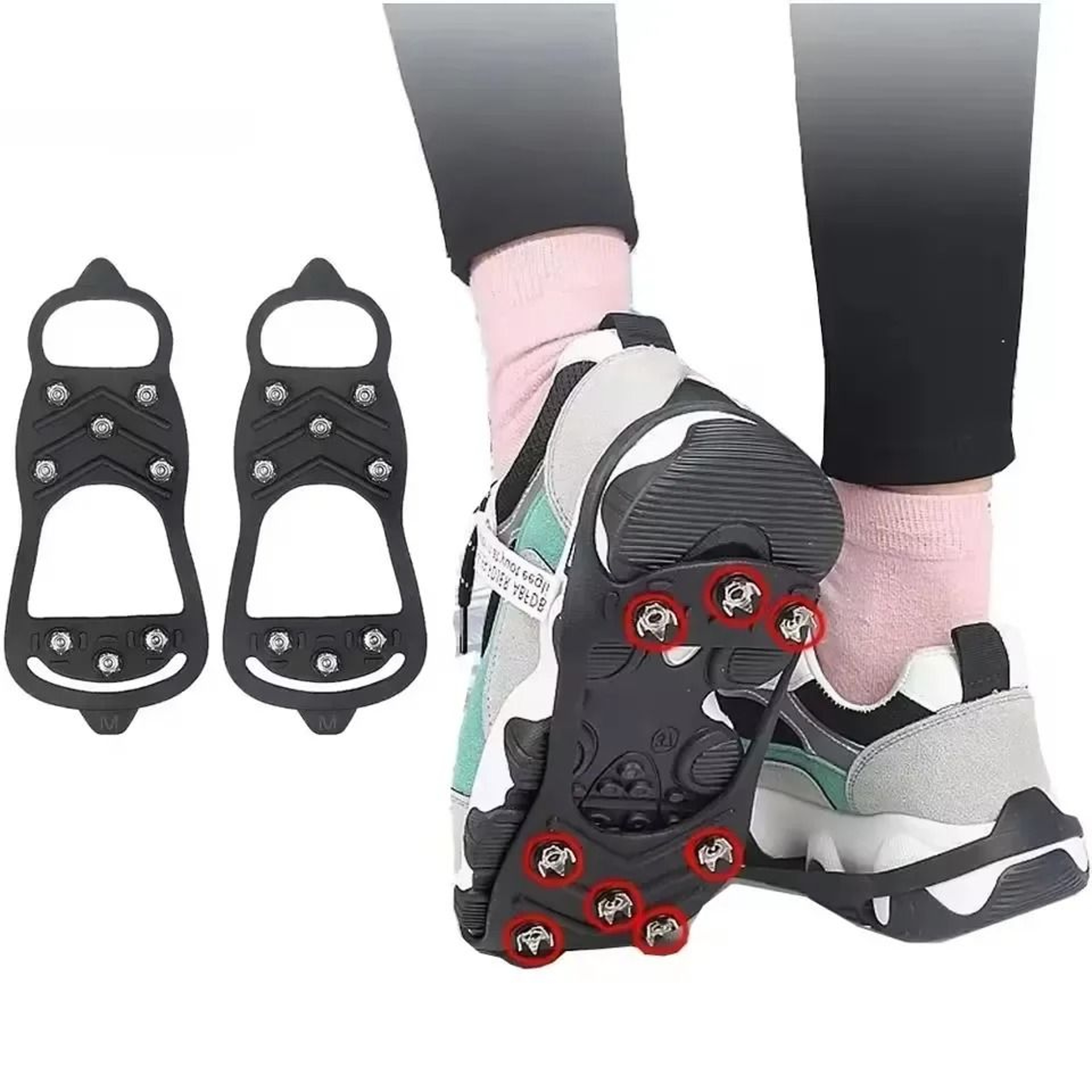 Ice Grippers For Shoes Anti Slip Snow Crampons With 8 Spike Design 0