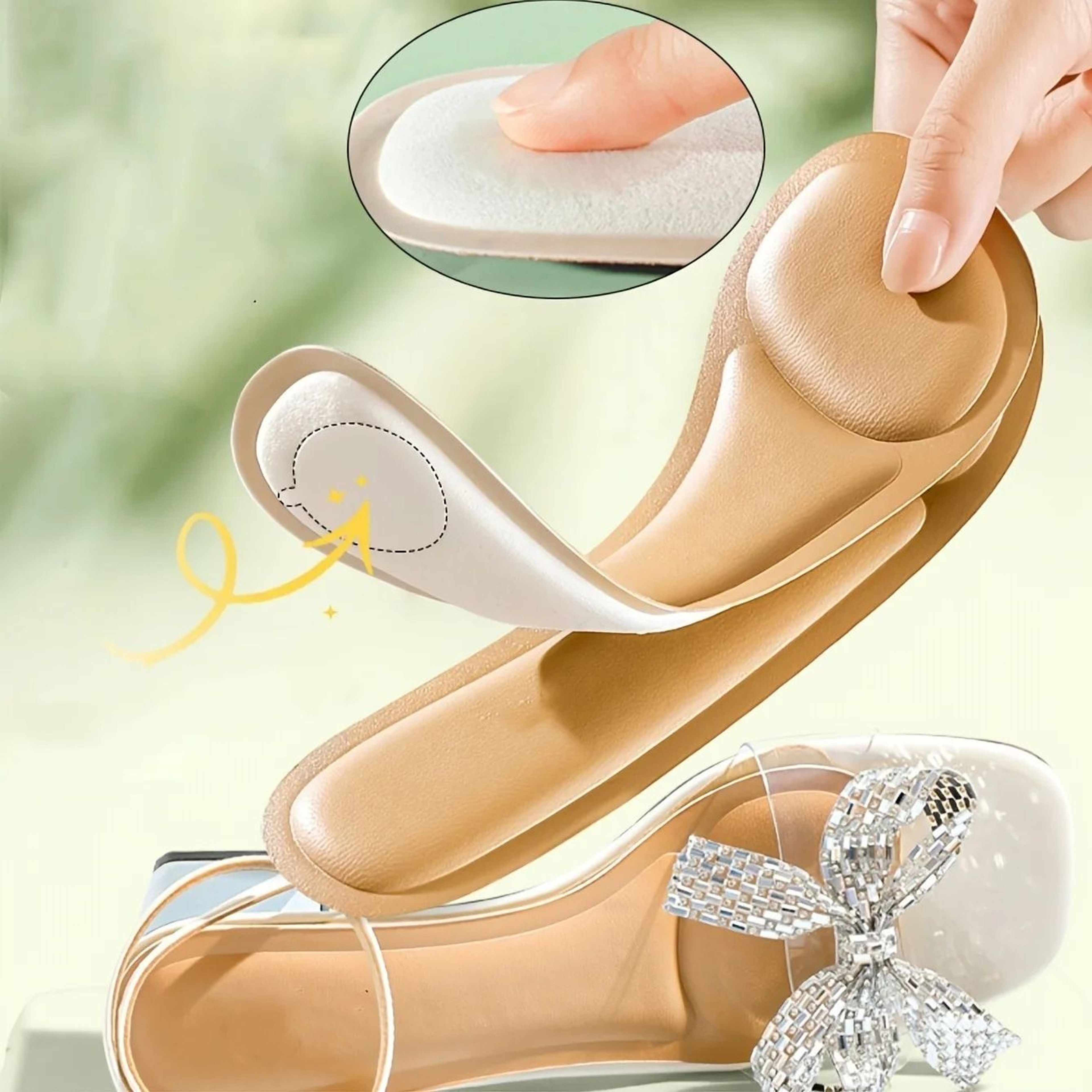 Self Adhesive Anti Slip High Heel Cushion Pads Breathable Soft Sole Inserts For Women 2