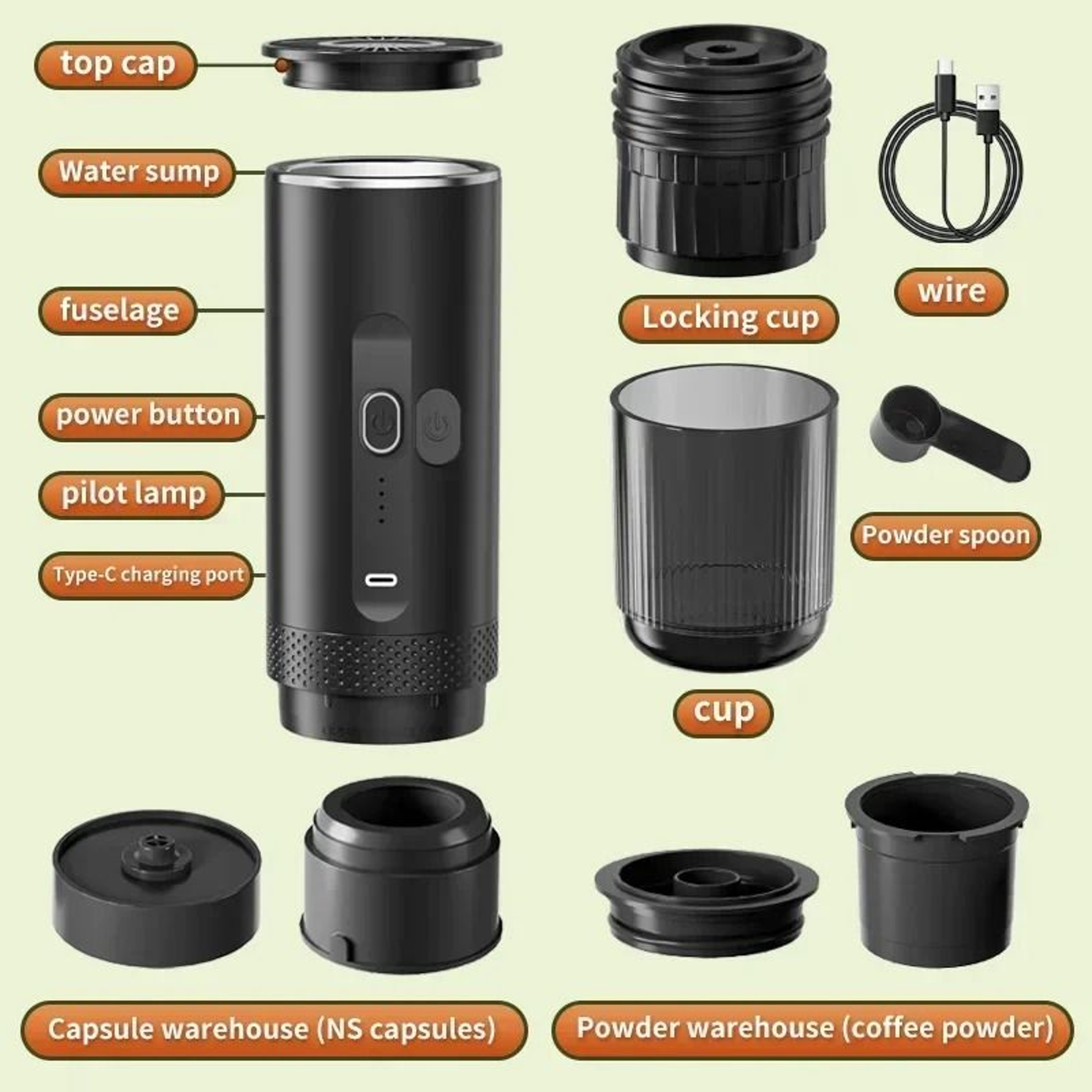 3 In 1 Wireless Portable Espresso Machine Travel Coffee Maker 4