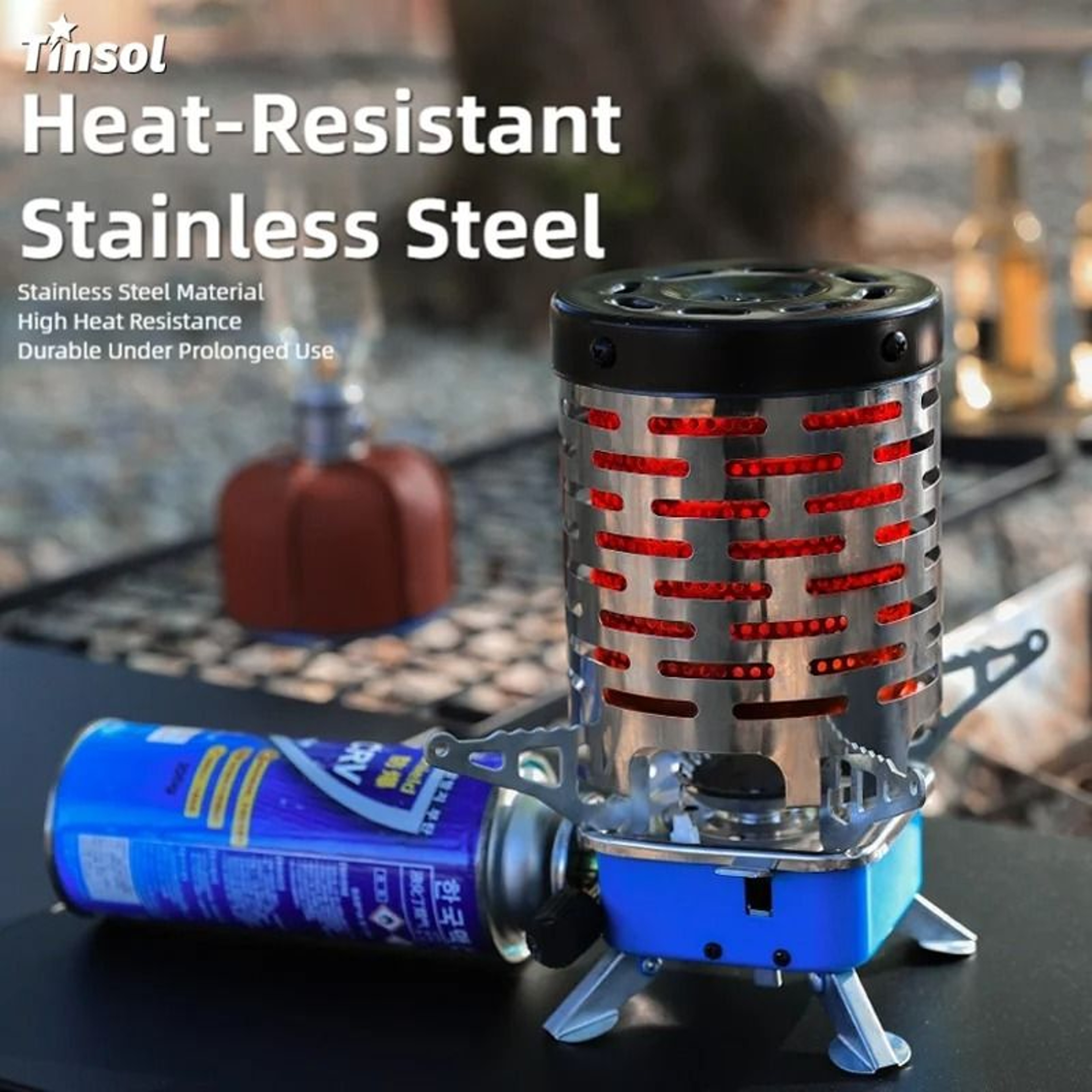 TINOL Mini Portable Gas Heater Stove Outdoor Camping Steel Warmer 4