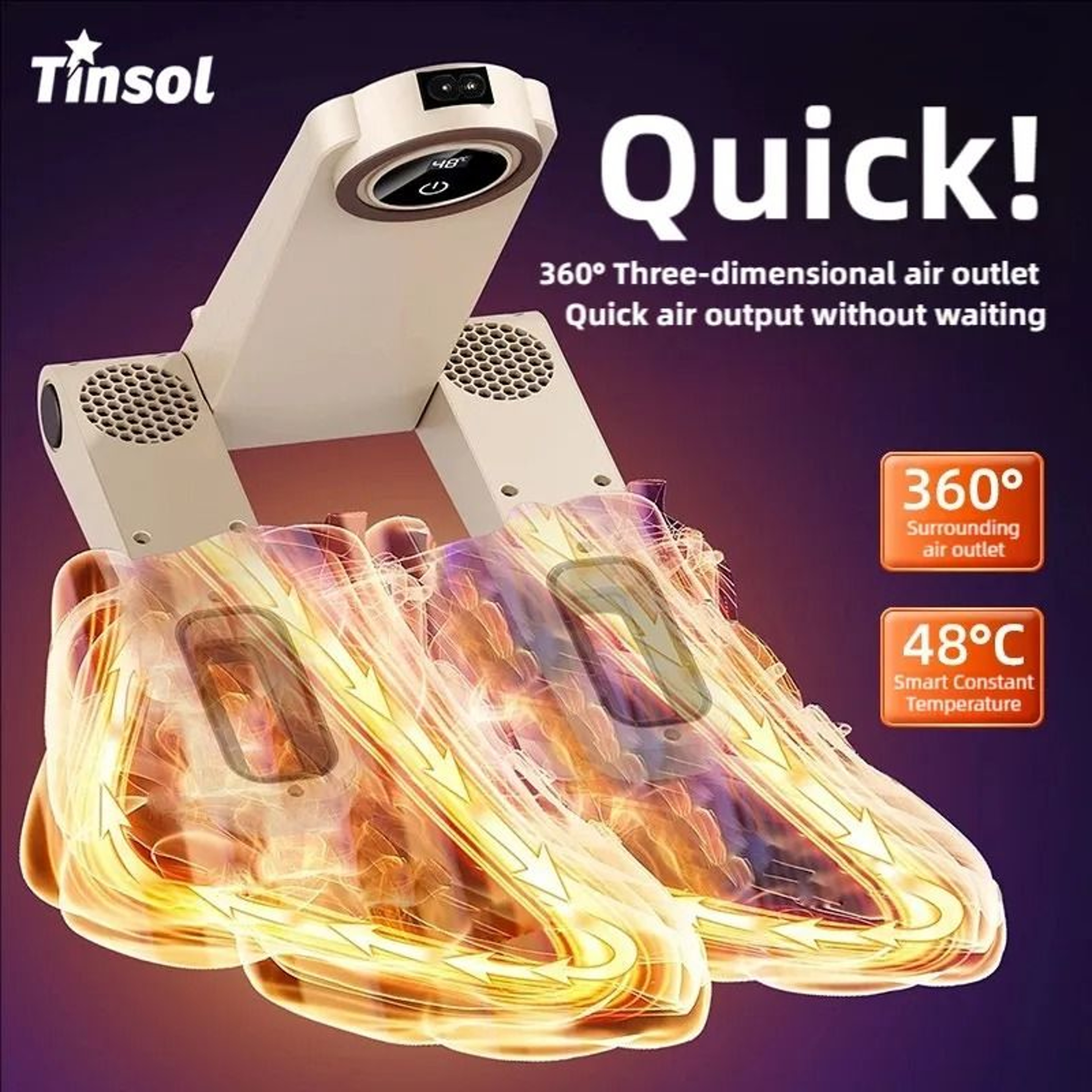 TINSOL Wall Mounted Shoe Dryer Smart Boot Dryer With Deodorizing Sterilization 4
