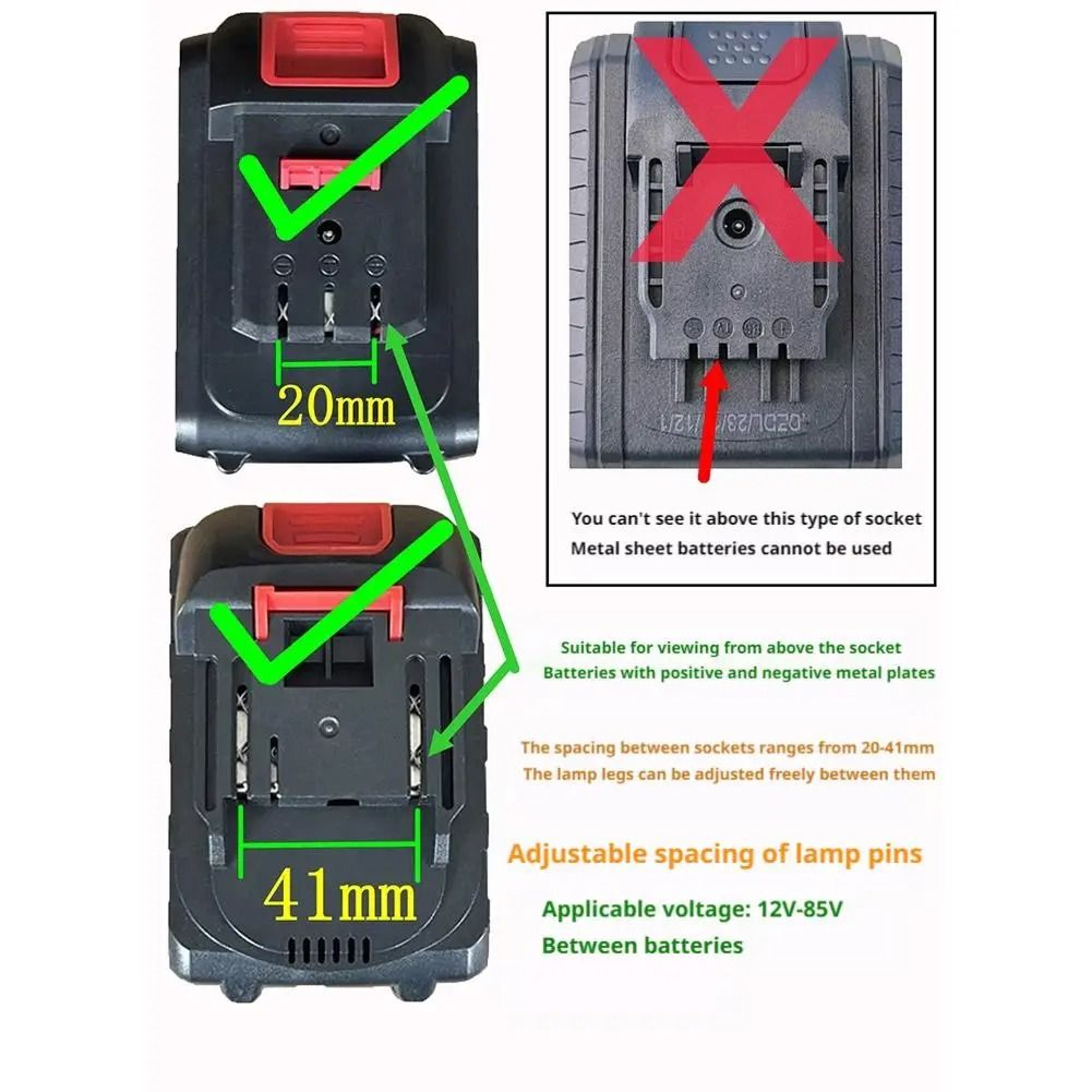 Universal Battery Powered LED Work Light Floodlight For Power Tools 6