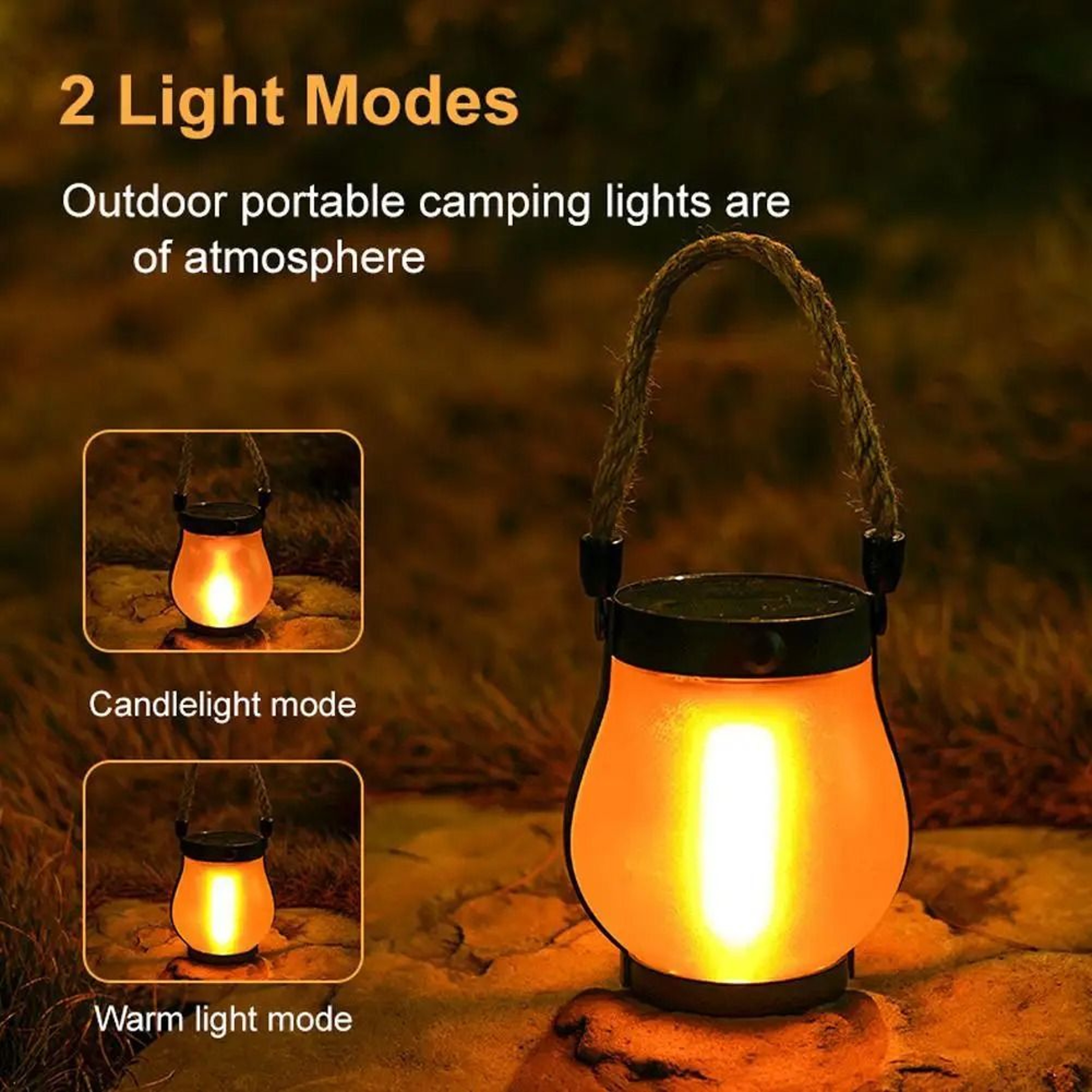 Solar Hanging Lantern Flickering Flame Outdoor Waterproof Light 3