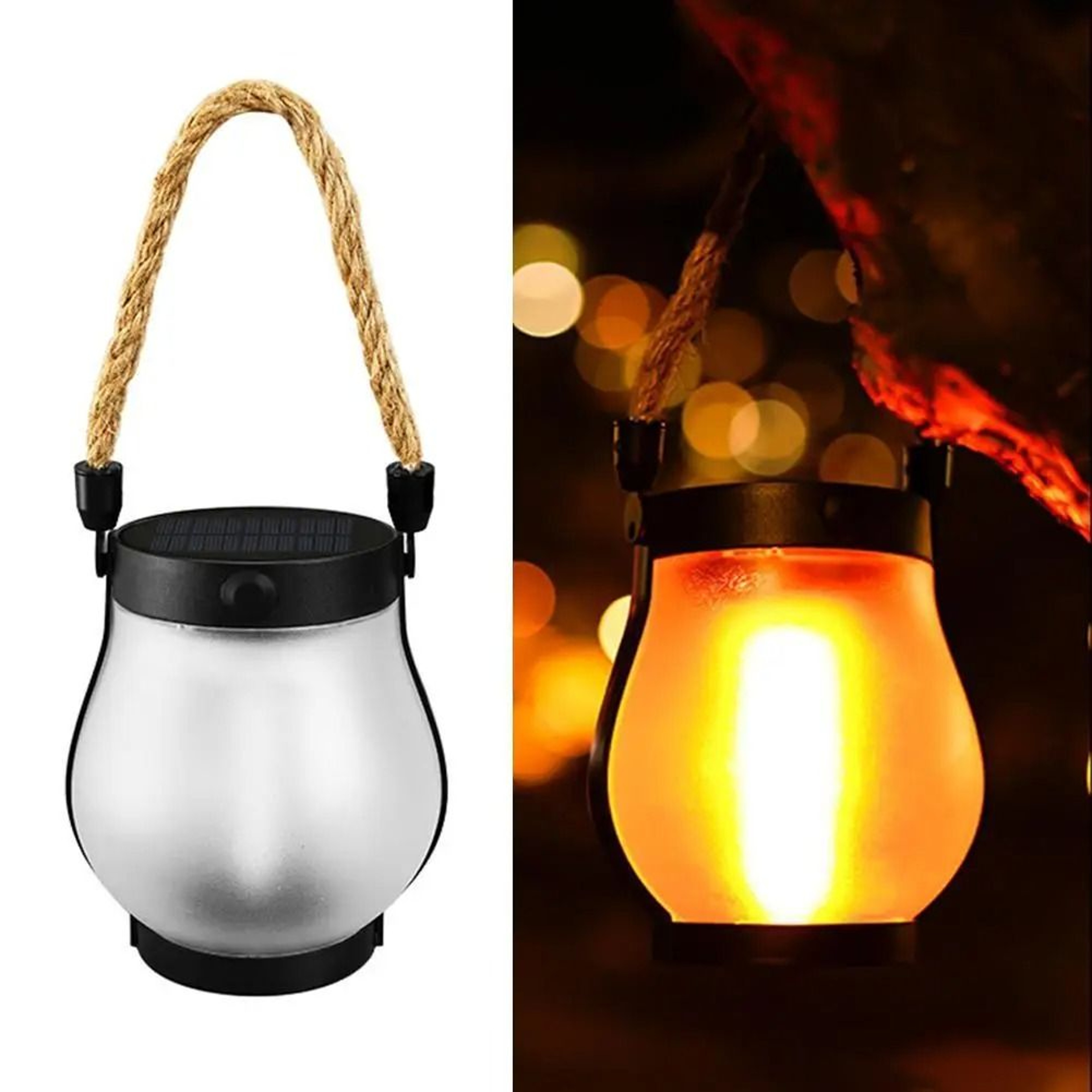 Solar Hanging Lantern Flickering Flame Outdoor Waterproof Light 0