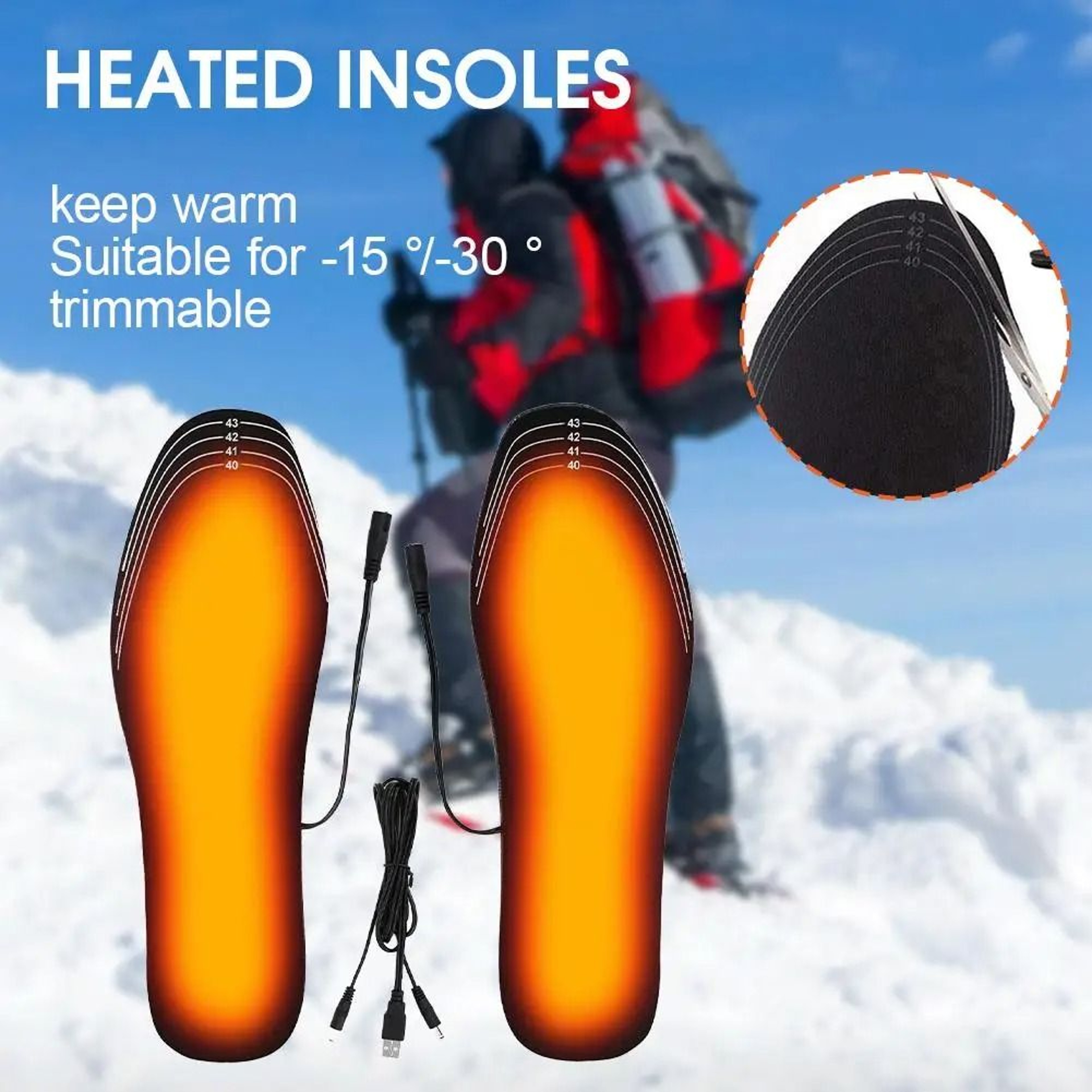 USB Heated Insoles Customizable Foot Warmer Heating Shoe Inserts 7