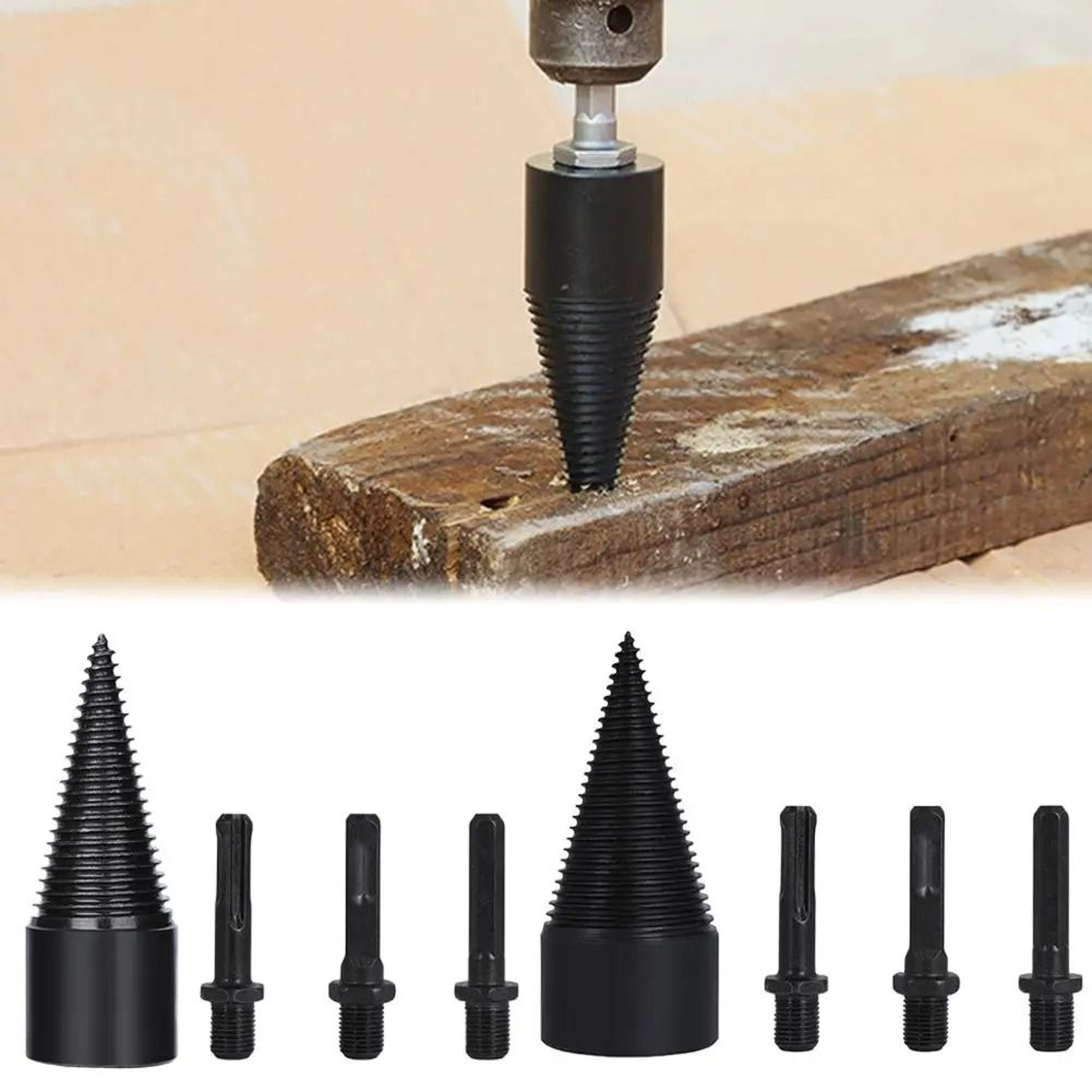 Wood Splitting Cone Drill Bit Heavy Duty Firewood Splitting Tool 2