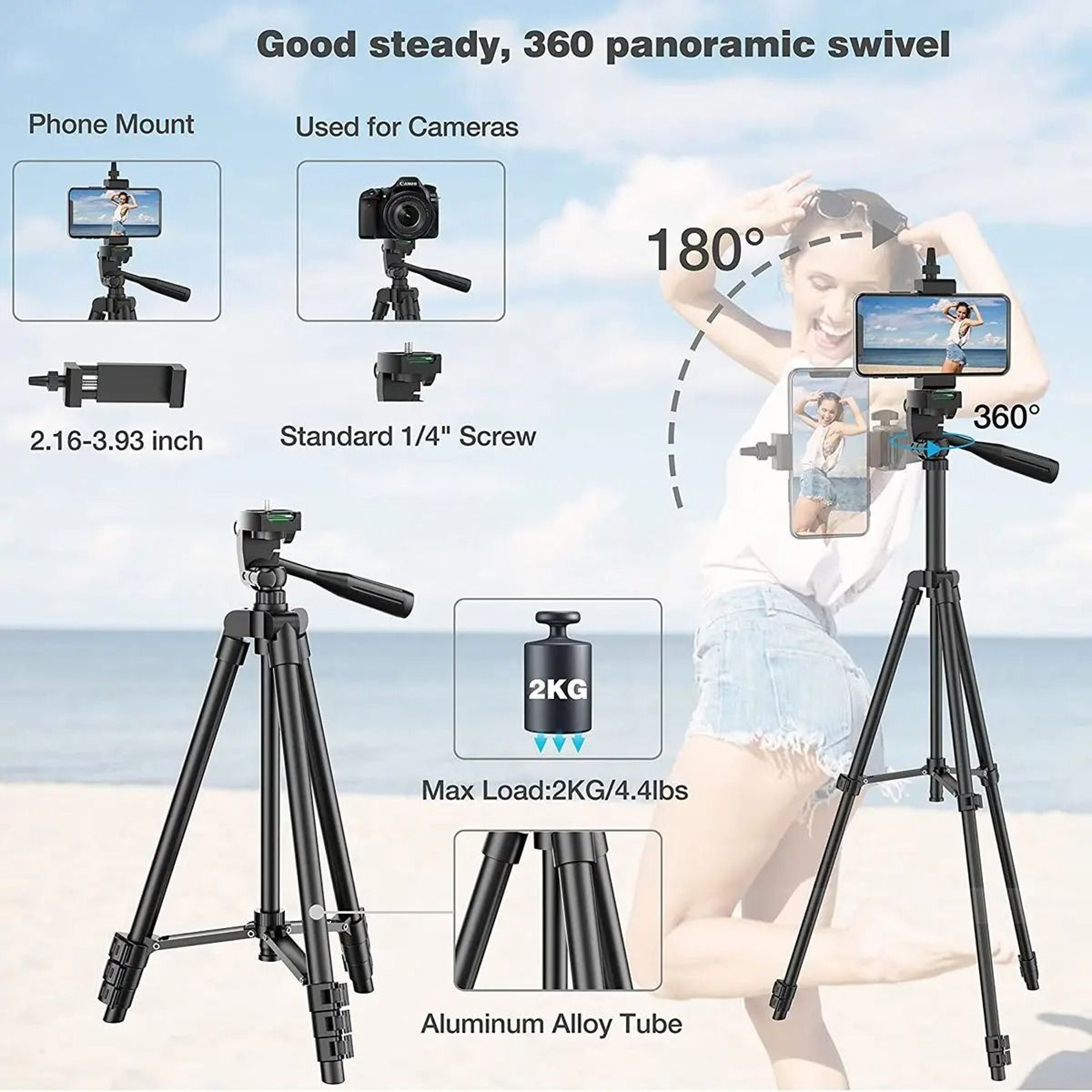 Lightweight Phone Tripod Stand With Bluetooth Remote For Photography 4