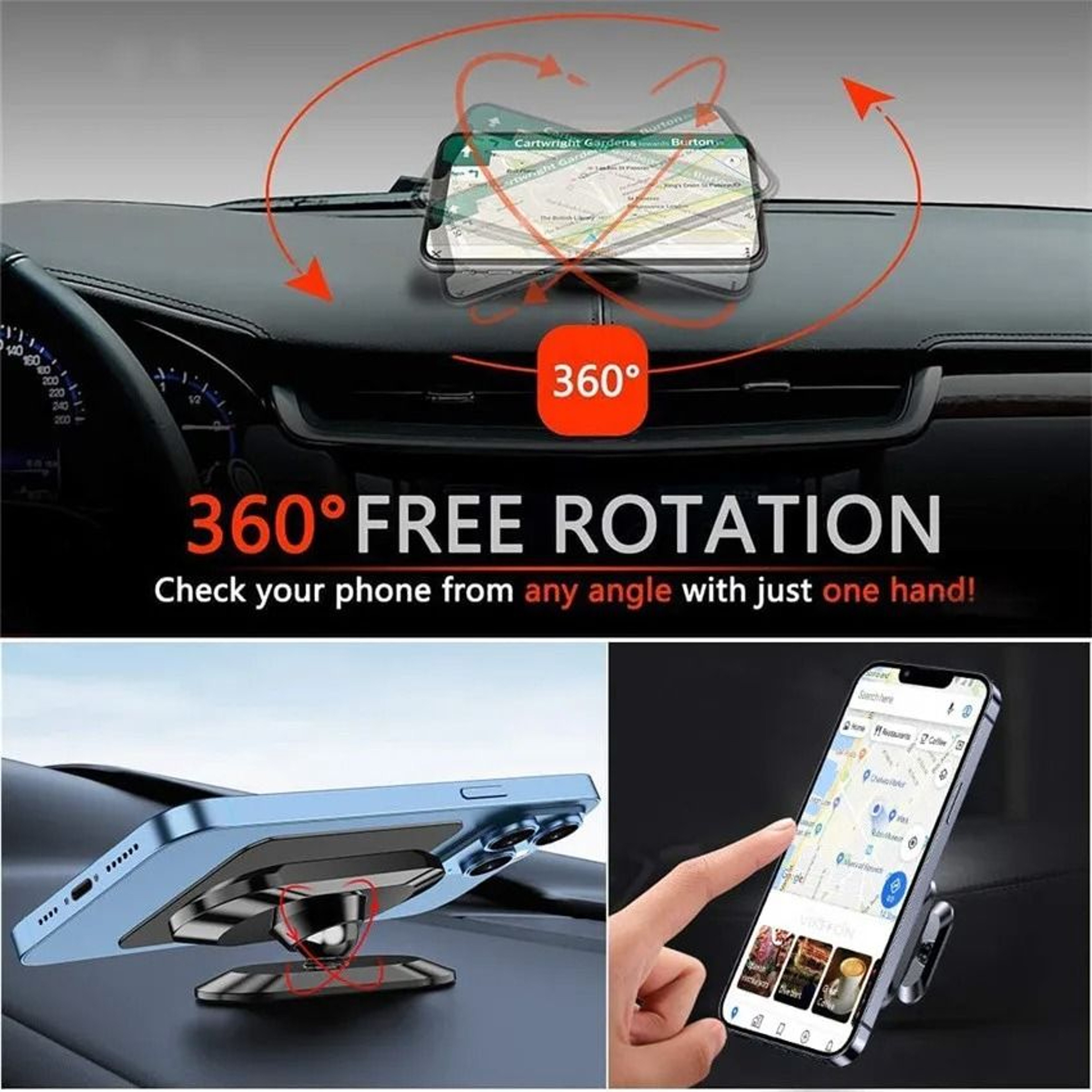 Rotatable Magnetic Car Phone Holder Stand For Smartphones And GPS 6