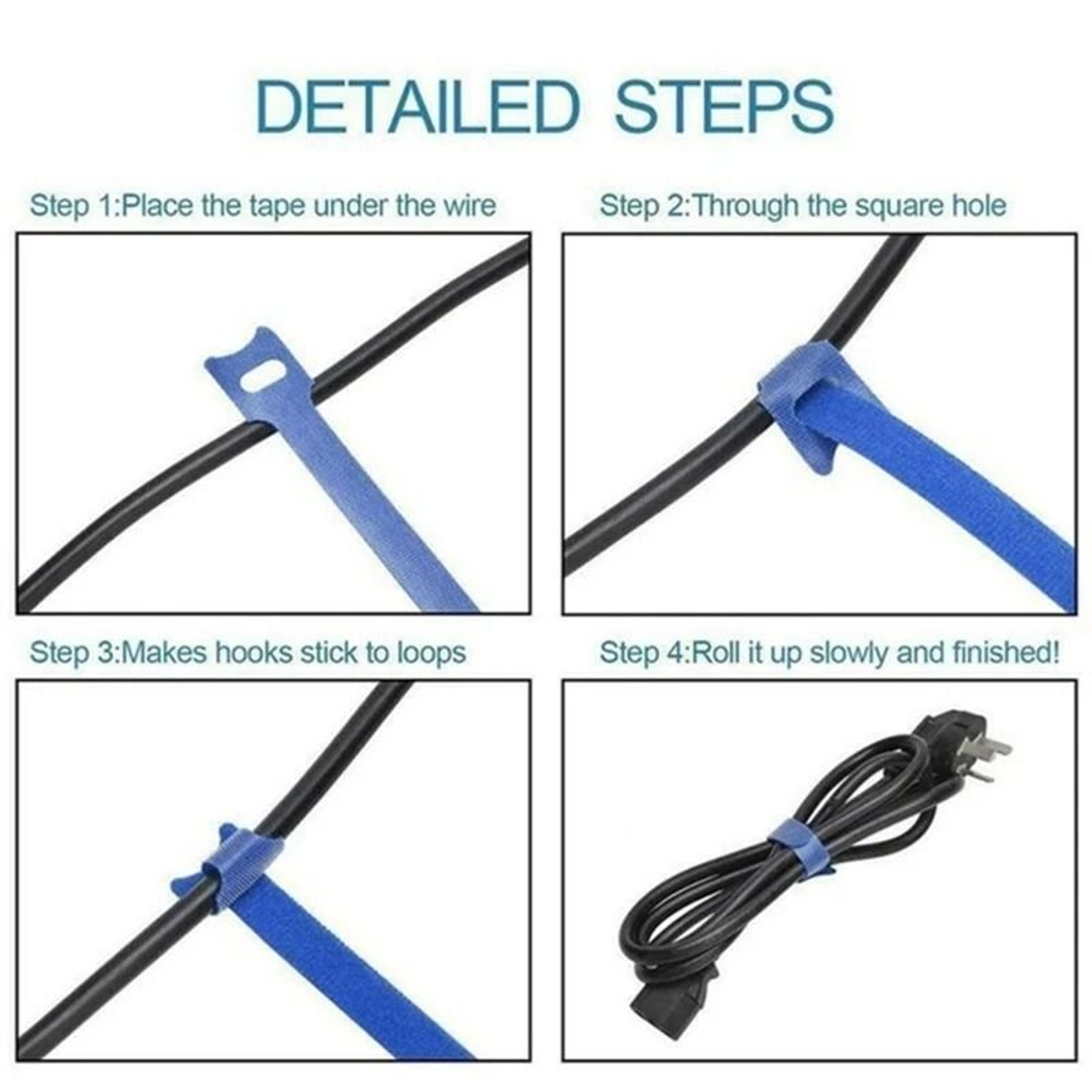 Reusable Cable Organizer Ties Adjustable Hook And Loop Wire Straps 9