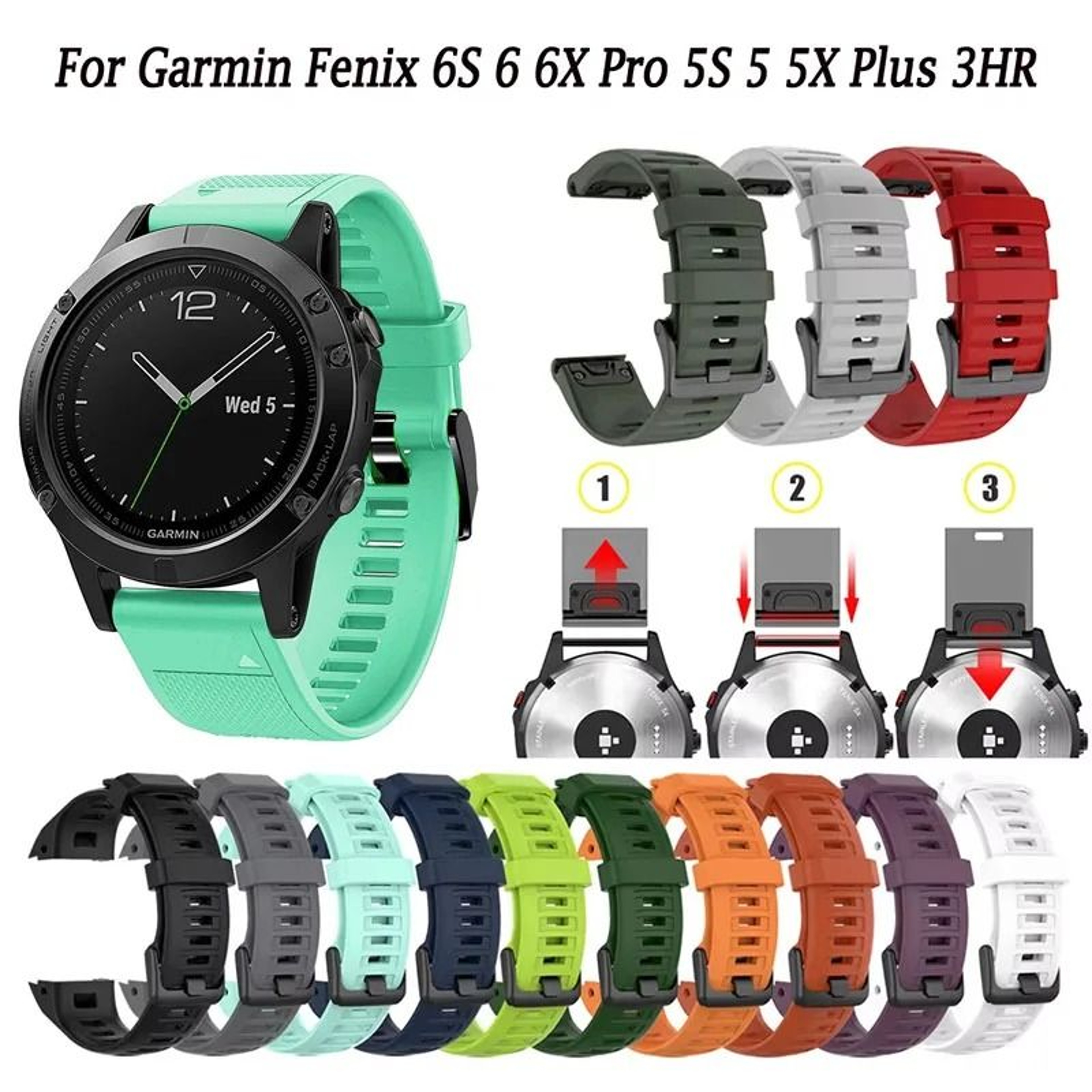 Silicone Smart Watch Band For Garmin Fenix 20mm 22mm 26mm 18