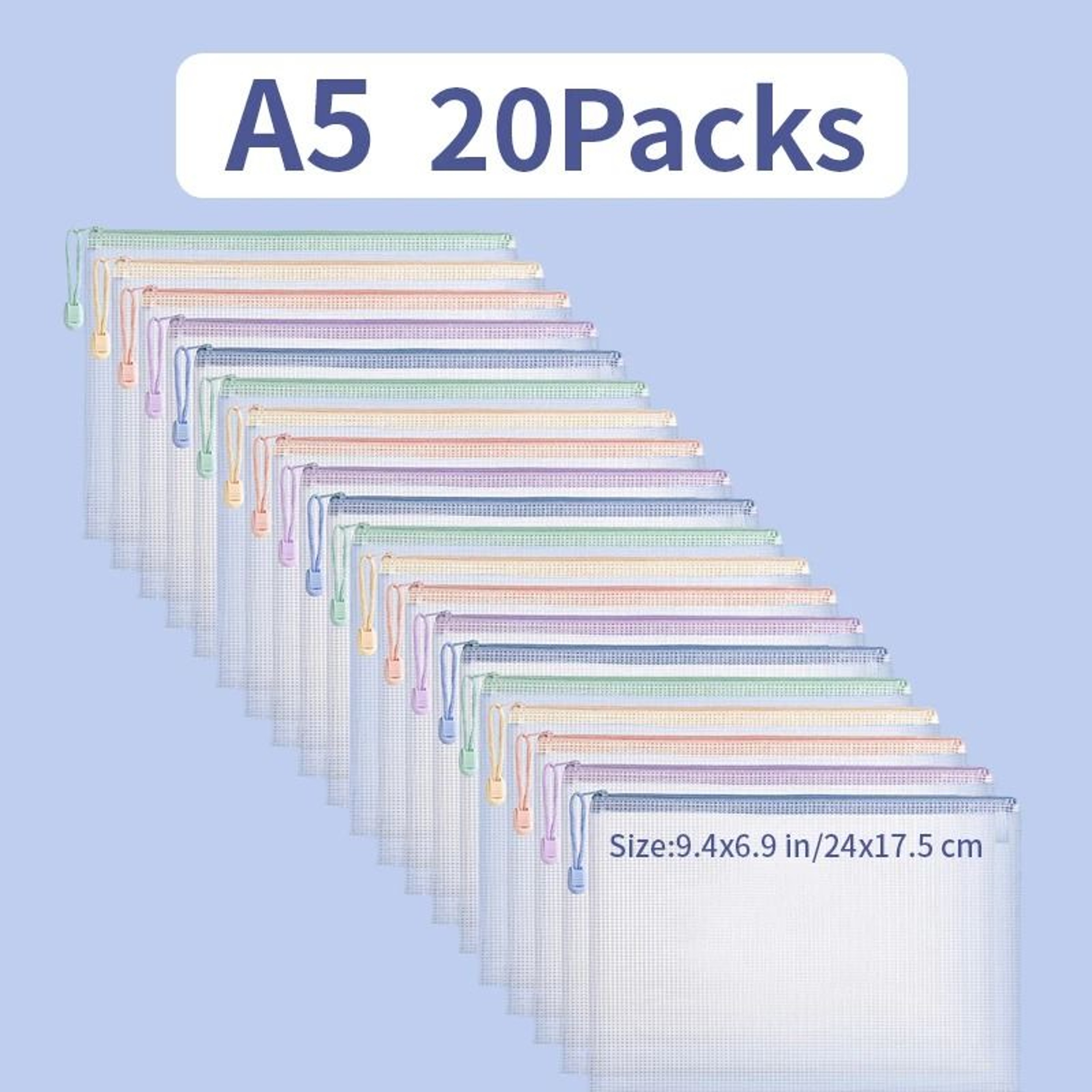 Waterproof Mesh Zipper Document Folder A4 A5 Storage Pouch 3