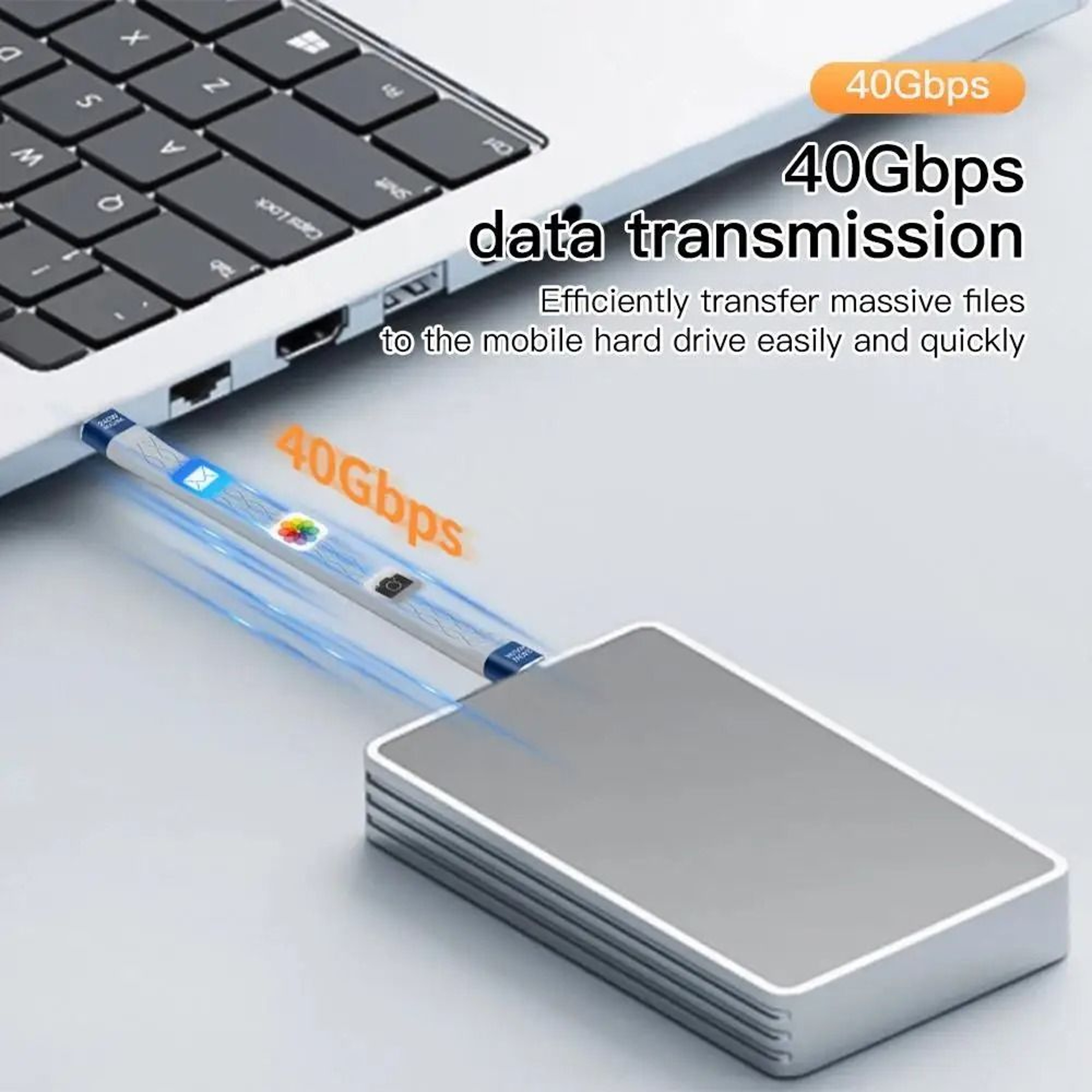 USB4 40Gbps USB C Cable Short PD 240W Fast Charging And 8K Video Data Cord 3