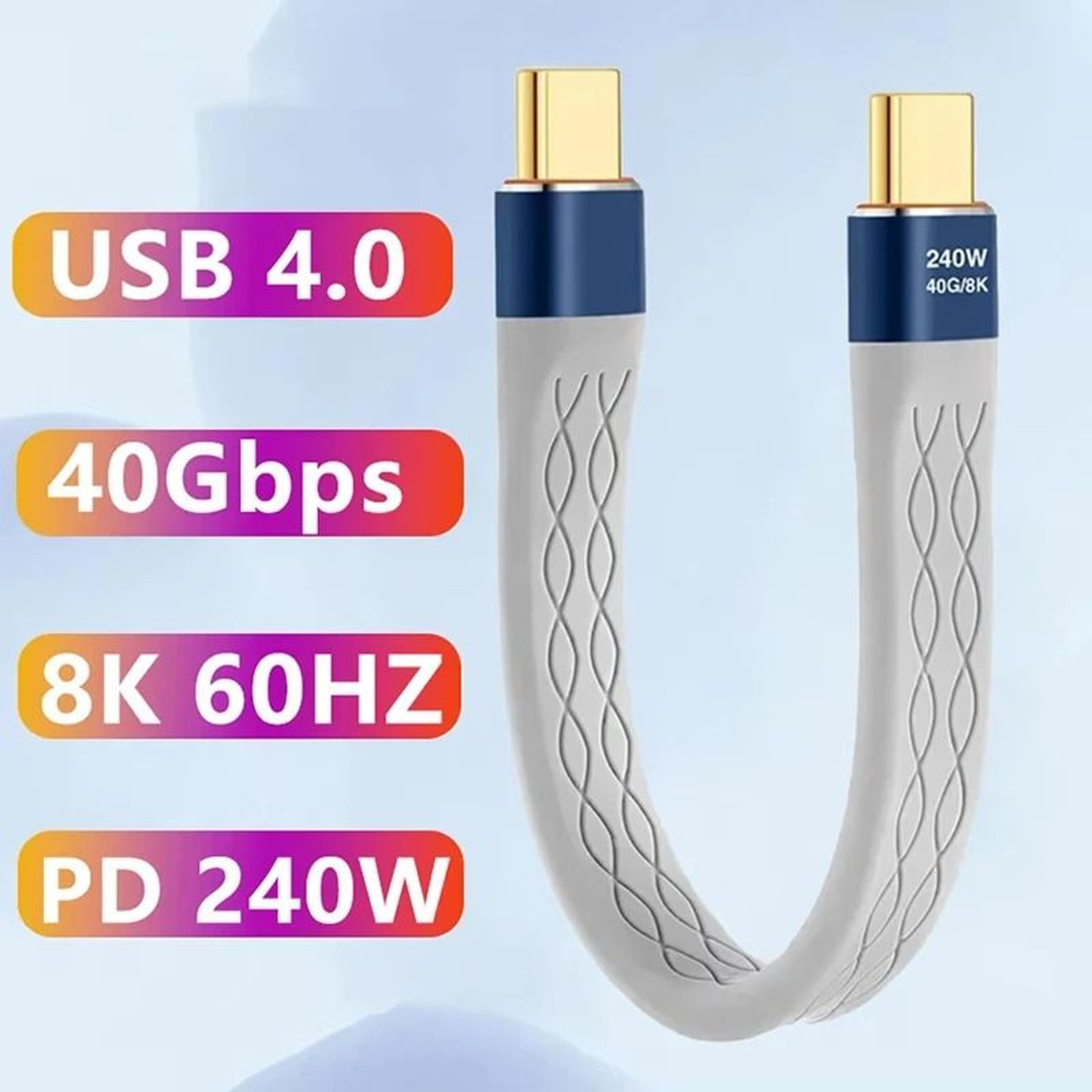 USB4 40Gbps USB C Cable Short PD 240W Fast Charging And 8K Video Data Cord 5