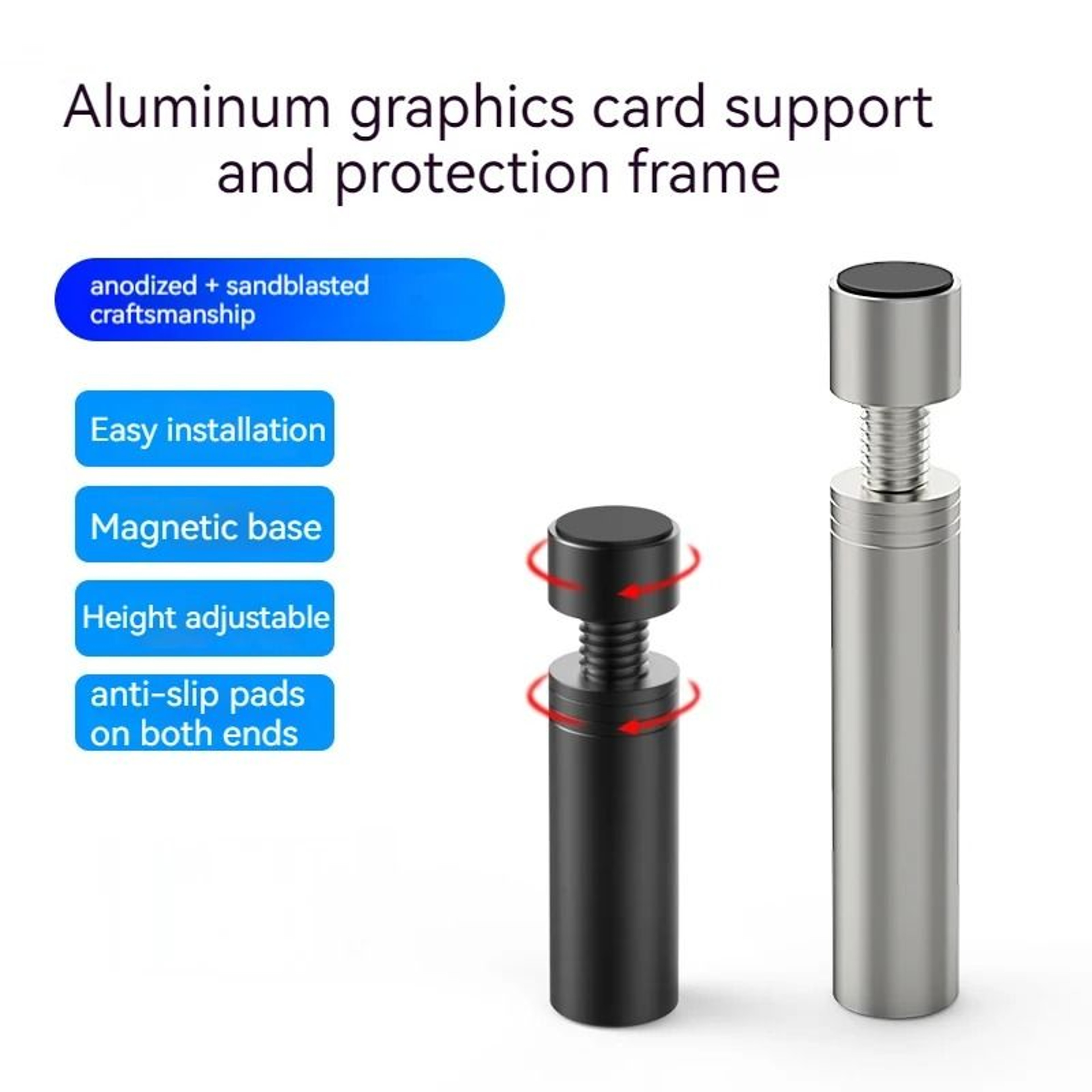 VC16 Adjustable GPU Support Bracket Magnetic Vertical Graphics Card Holder Stand 8