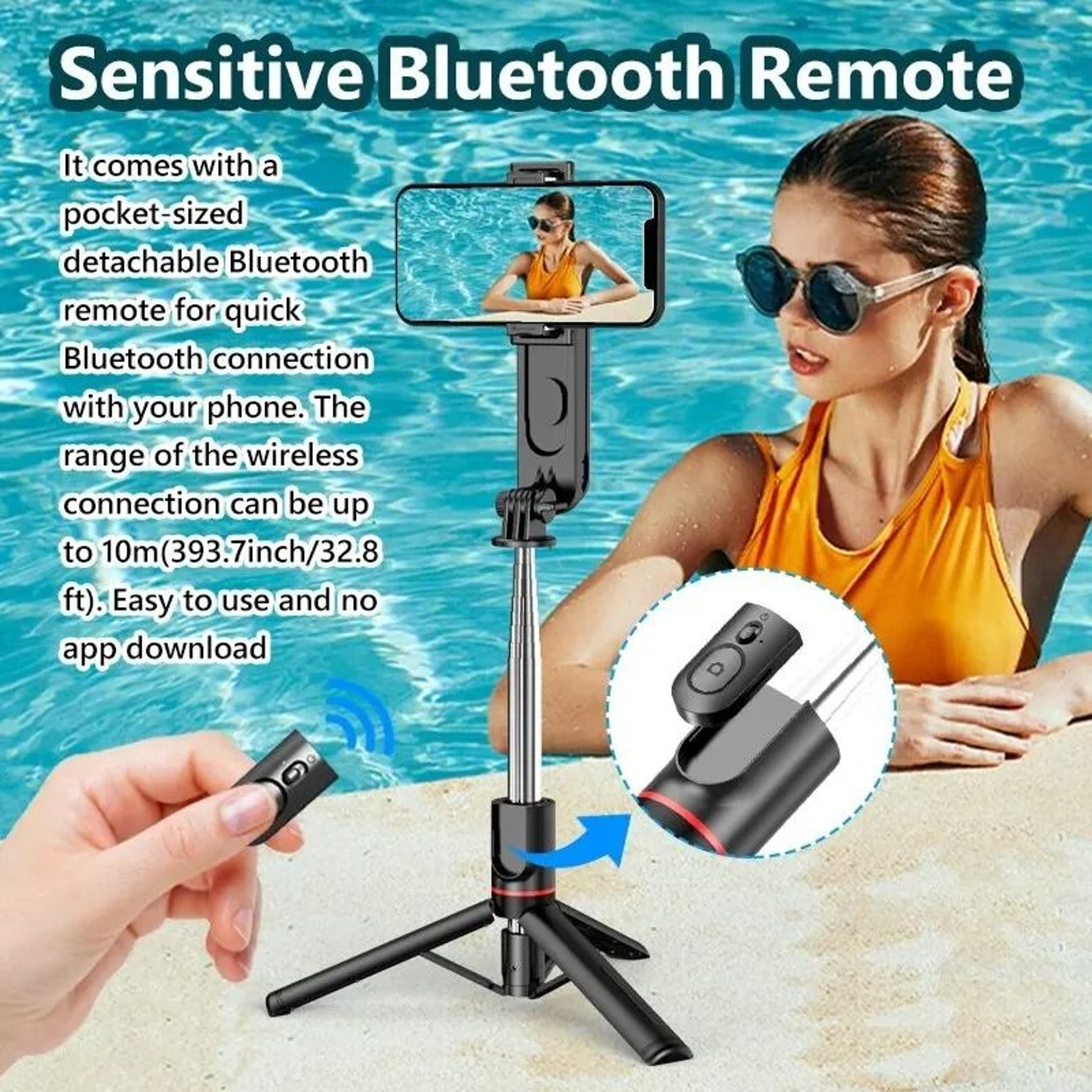 Portable Selfie Stick Tripod With Fill Light And Wireless Remote For Video And Live Streaming 3