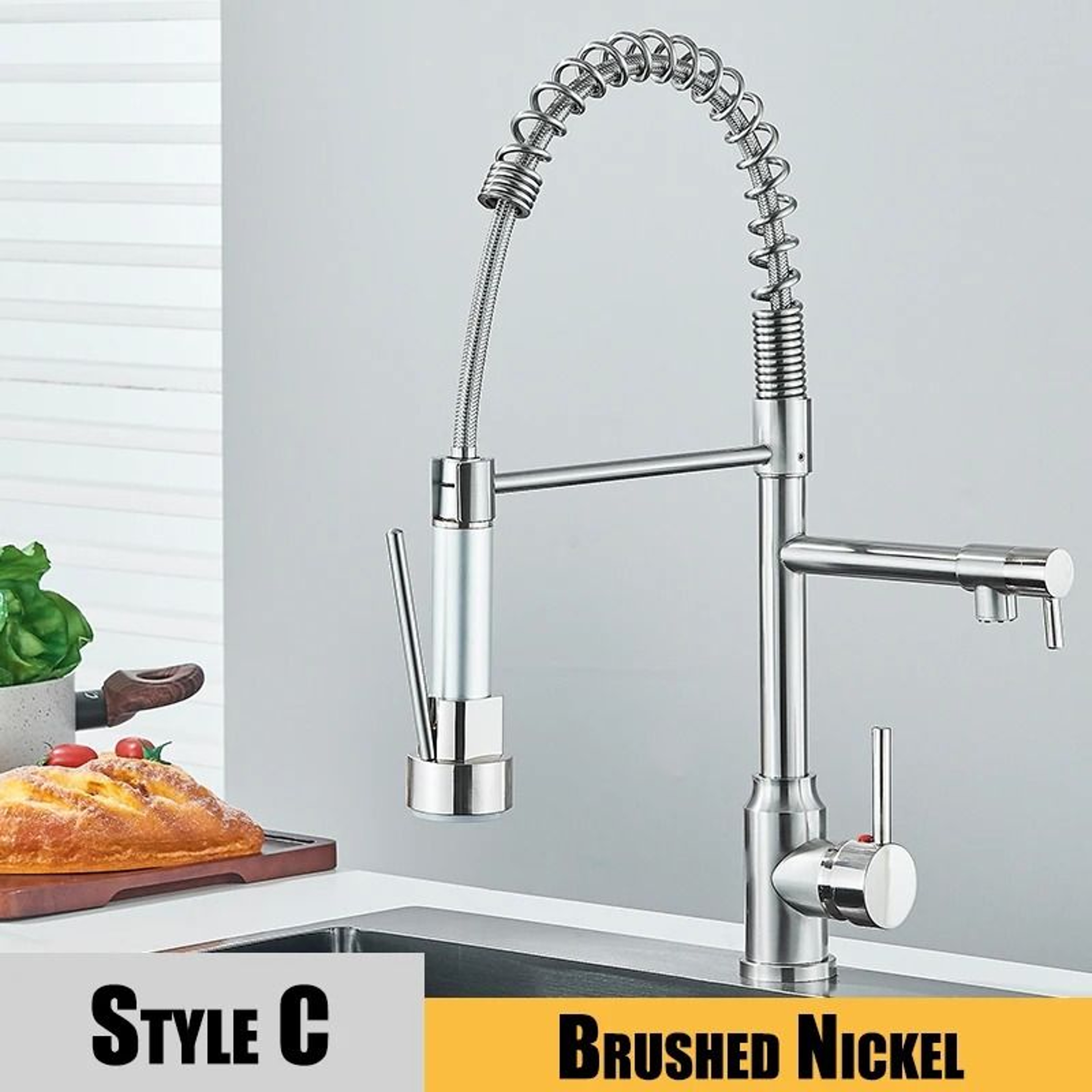 Pull Down Kitchen Sink Faucet Hot And Cold Mixer With Dual Spout And 360 Rotation 1