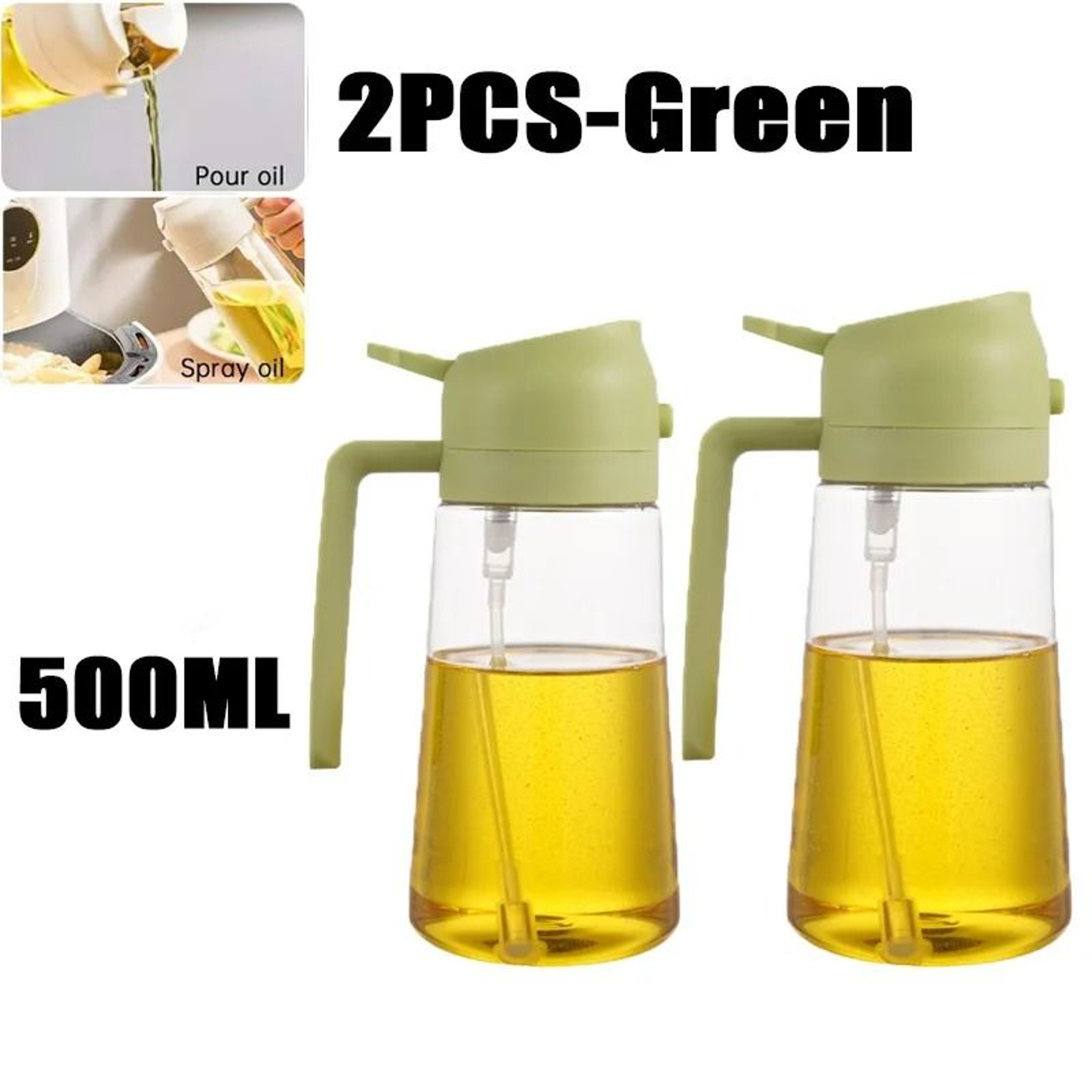 2in1 500ml Oil Sprayer Bottle Spray And Pour Cooking Oil Dispenser For Kitchen BBQ Baking 14