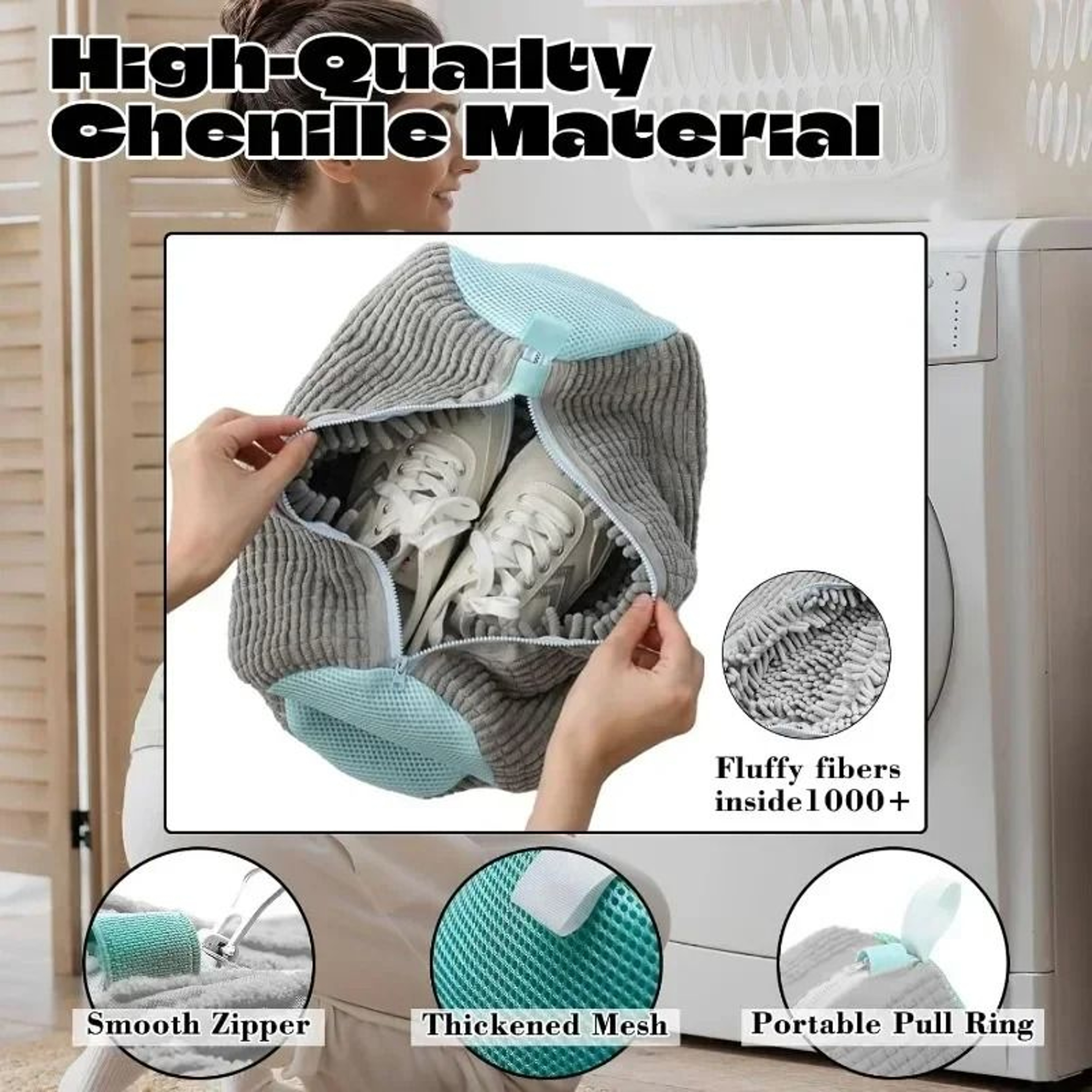 Padded Shoe Laundry Bag For Washing Machine With Zipper Protection And Soft Cushion Net 12
