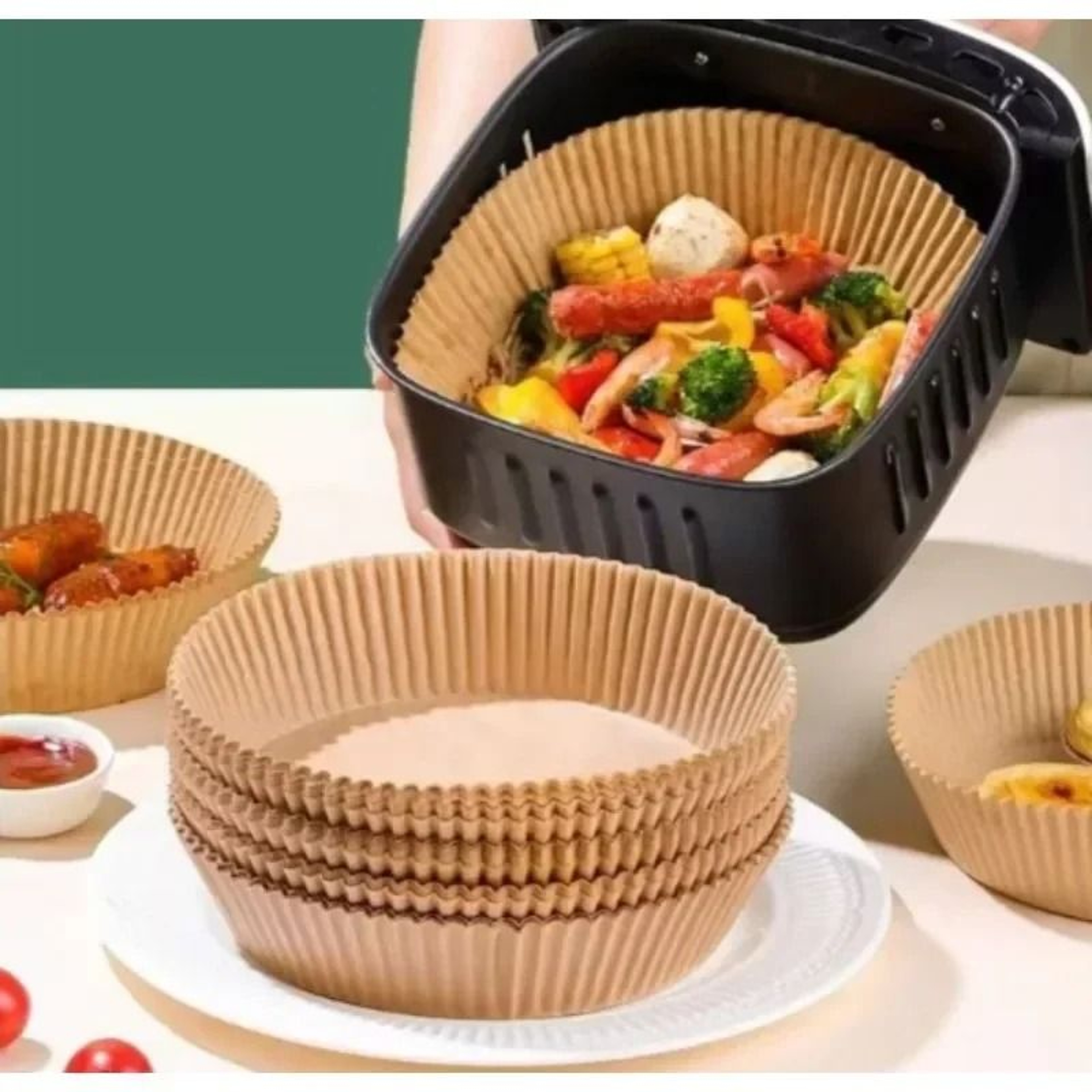 Disposable Air Fryer Paper Liners Nonstick Baking Paper Mats Square Or Round Oil Absorbing Cooking  12