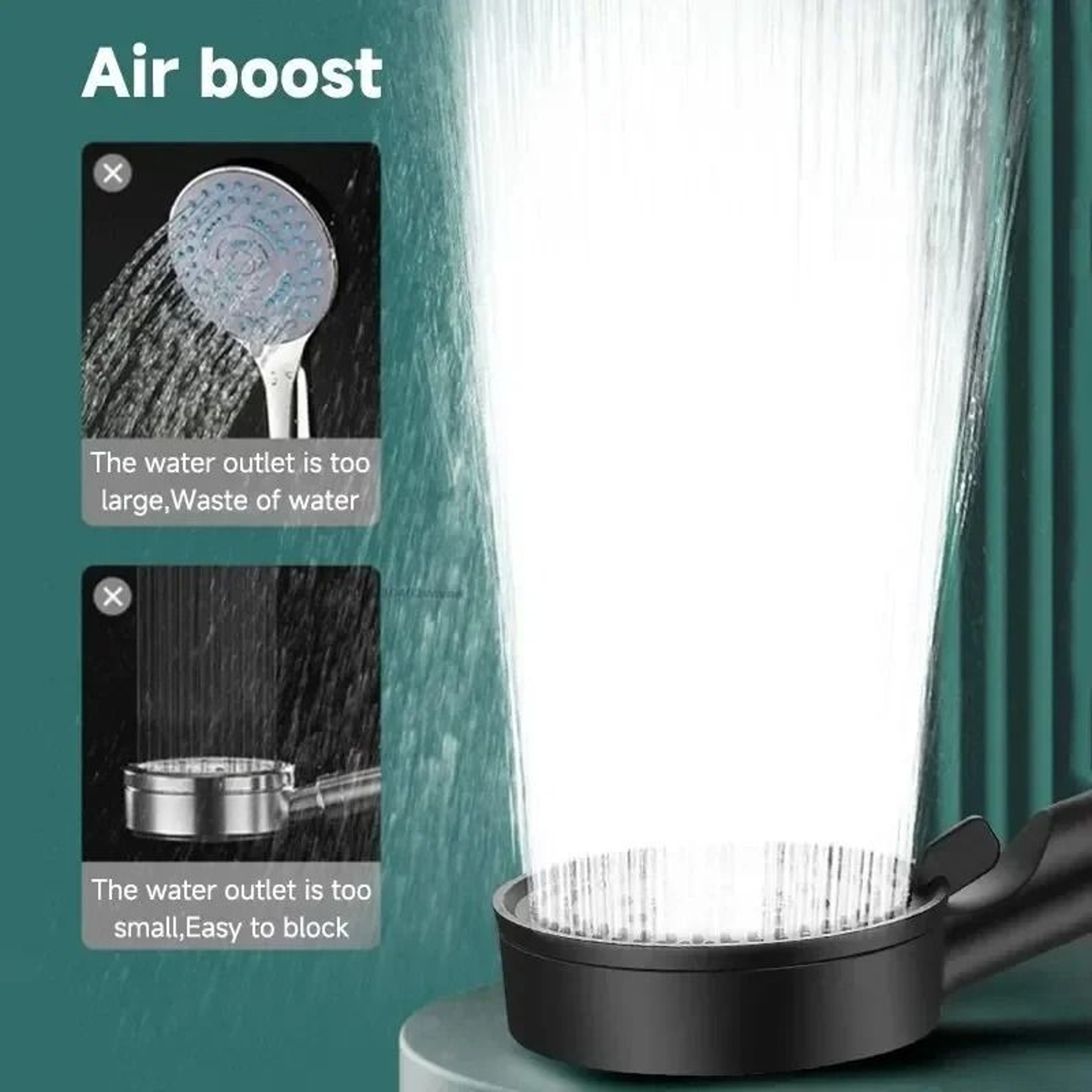 Black High Pressure Shower Head 5 Mode Adjustable Water Saving Massage Shower Head 15