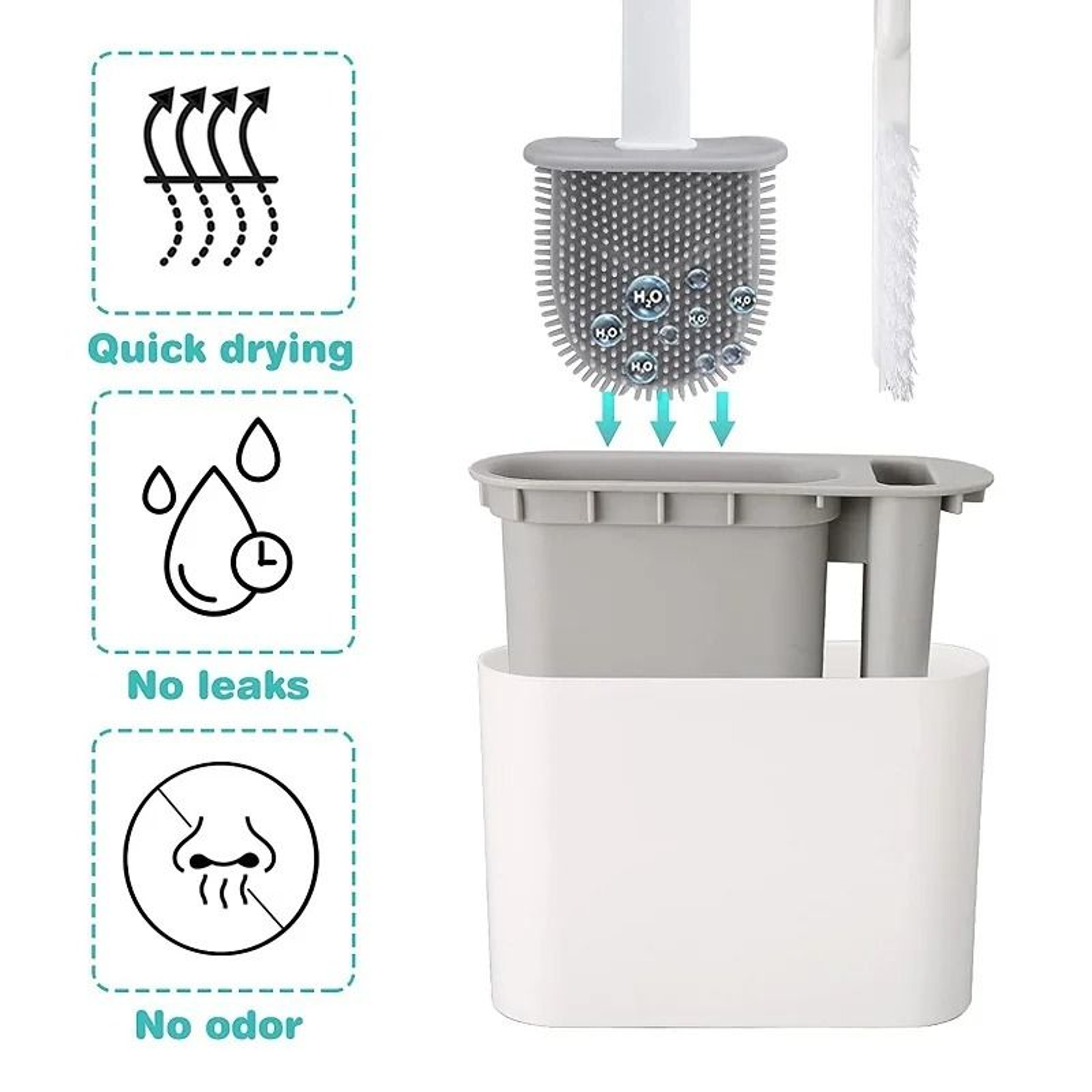 Wall Mounted Silicone Toilet Brush Soft Bristle No Dead Corner Bathroom Cleaning Brush Set 10