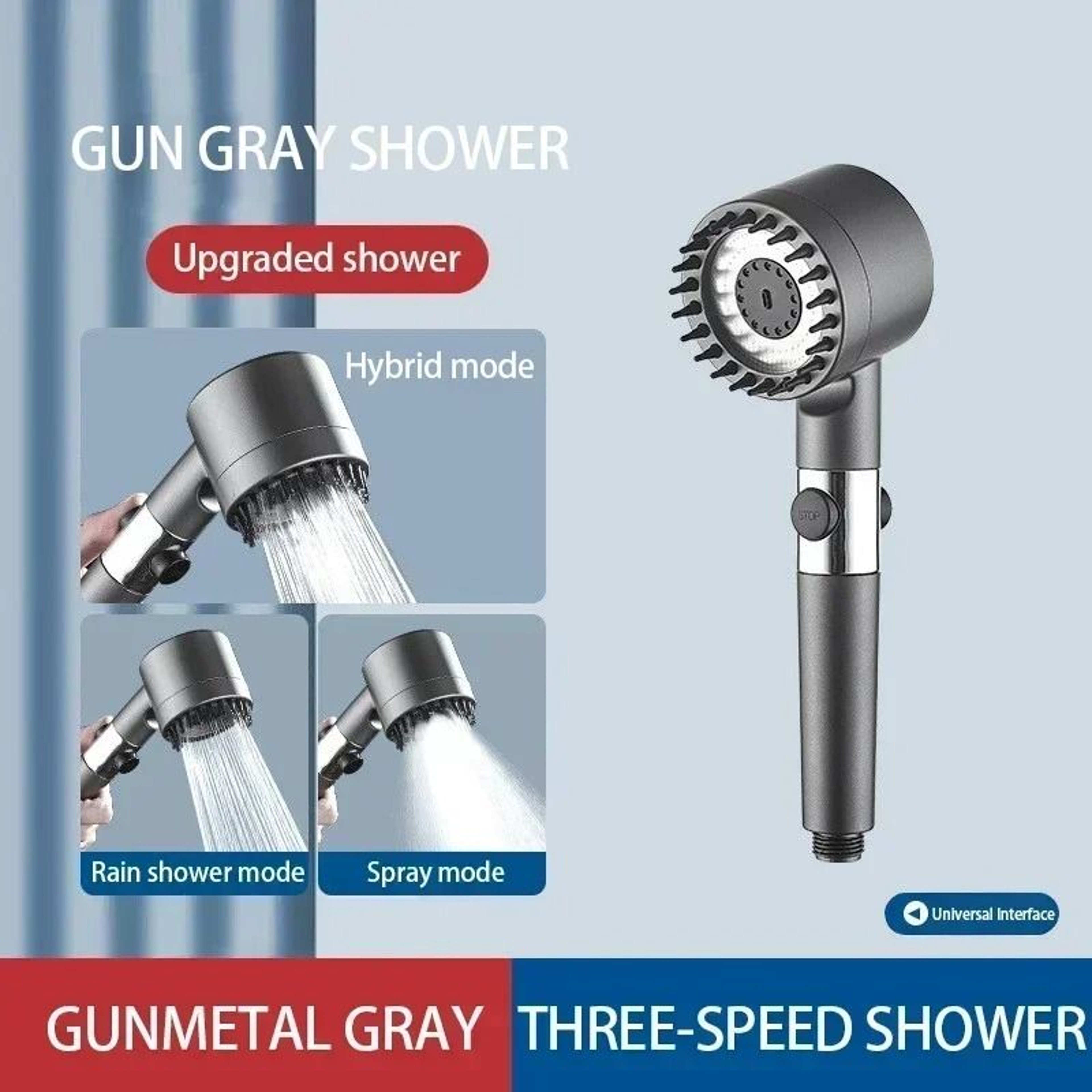 3 Mode High Pressure Shower Head With Filter And Massage Brush 8