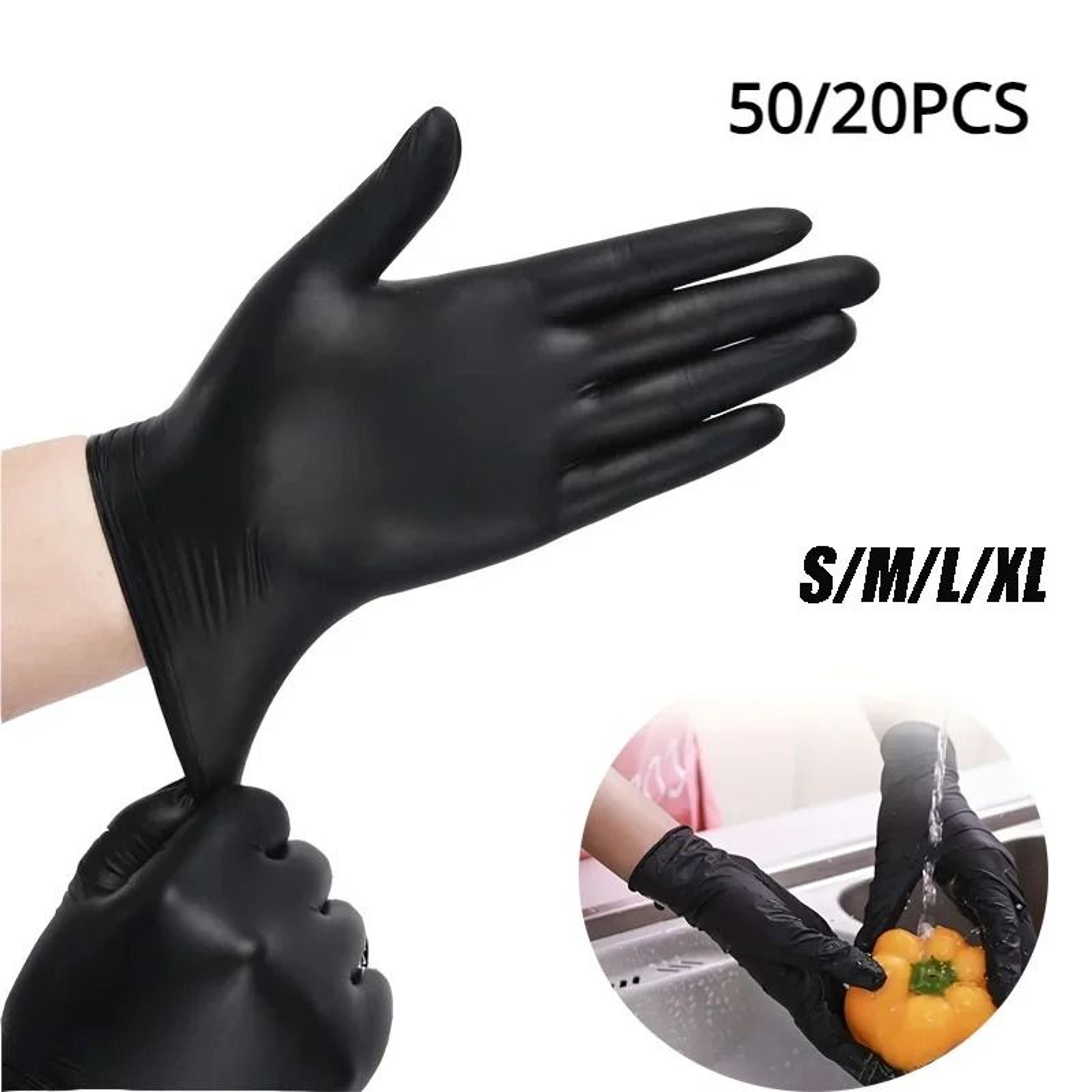 Black Nitrile Gloves Disposable Latex Free Waterproof Food Prep Cleaning Gloves 8