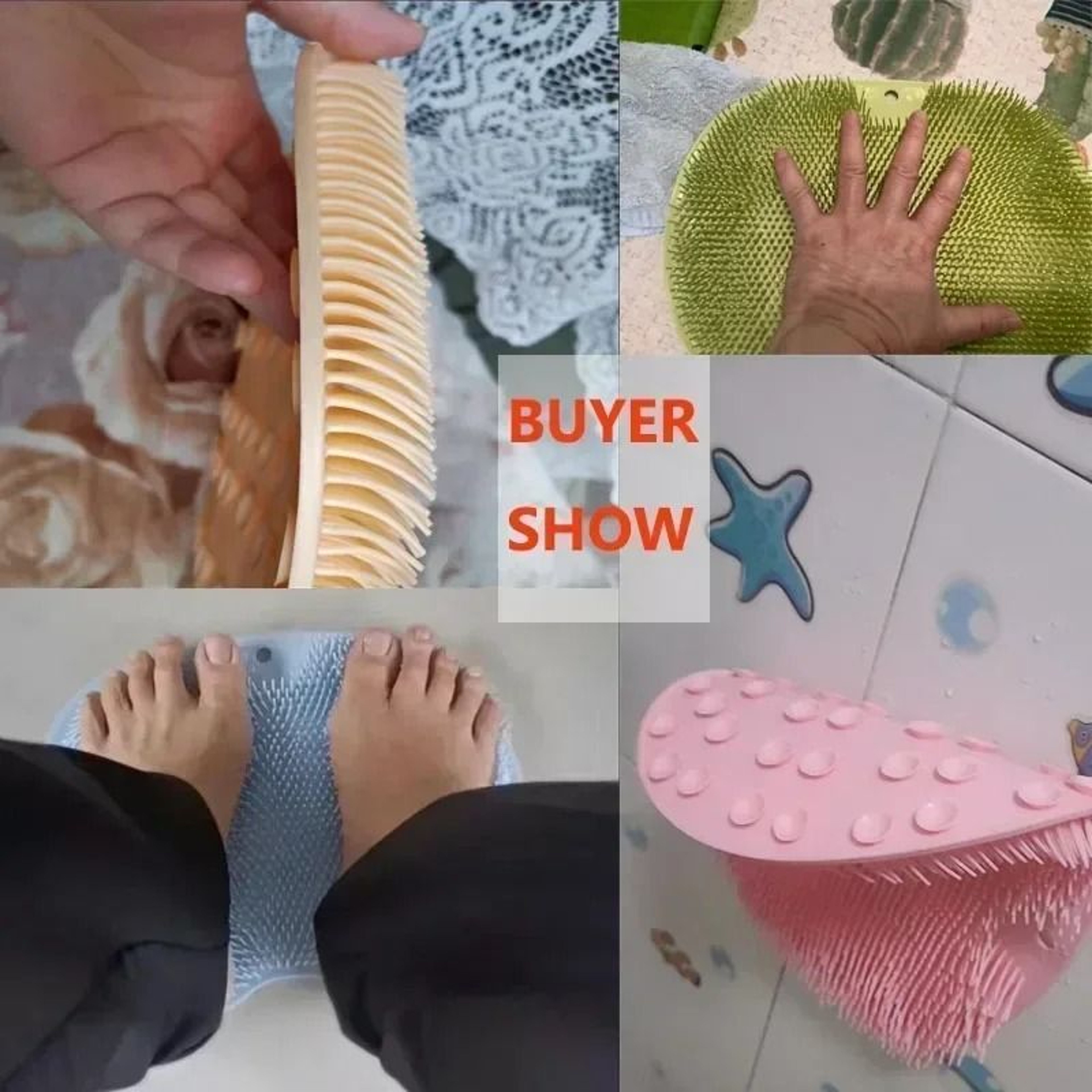 Shower Foot Scrubber Anti Slip Foot Scrub Massager Bathroom Foot Exfoliator Pad 11