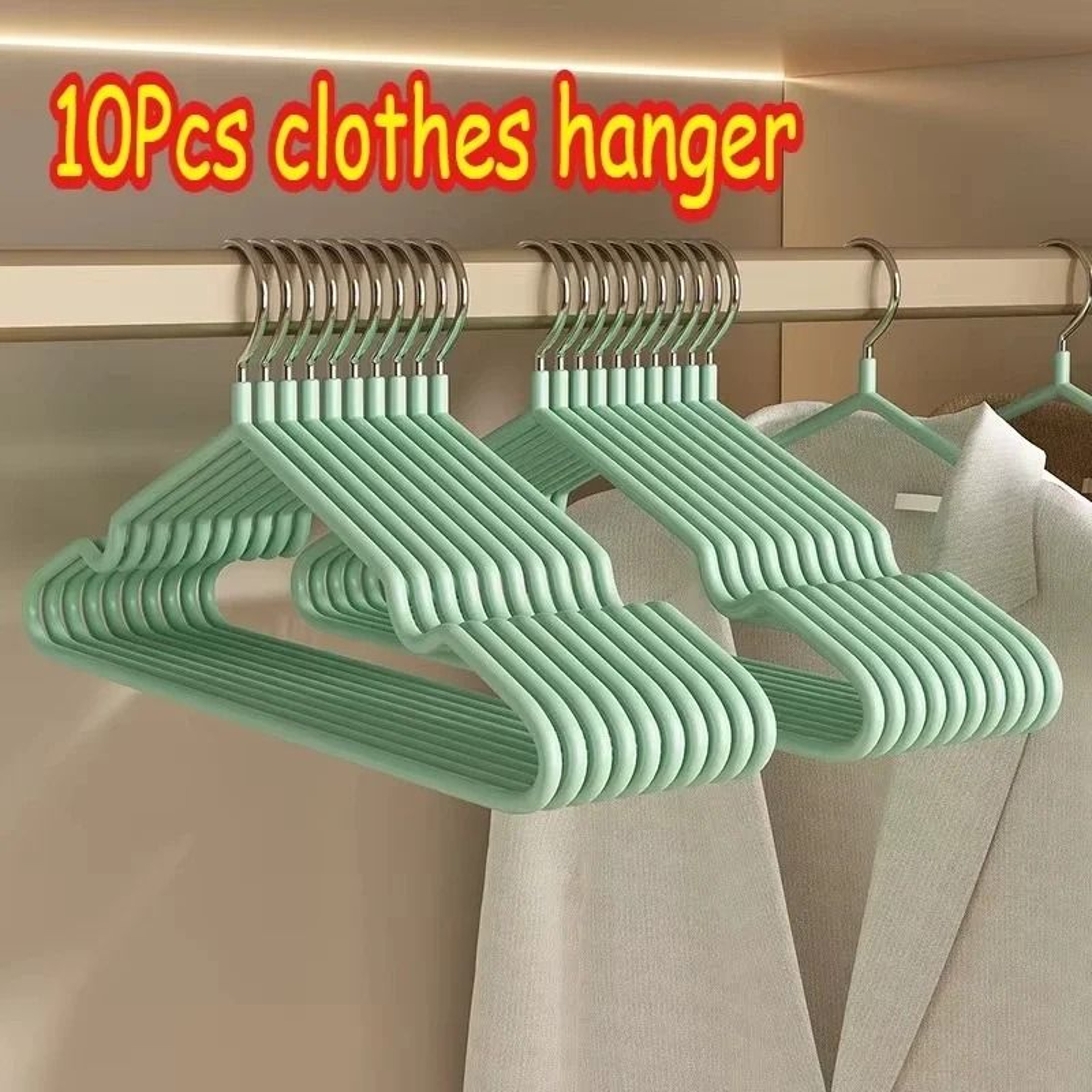 Metal No Slip Clothes Hangers Space Saving Durable Coat Hangers Set Of 10 3