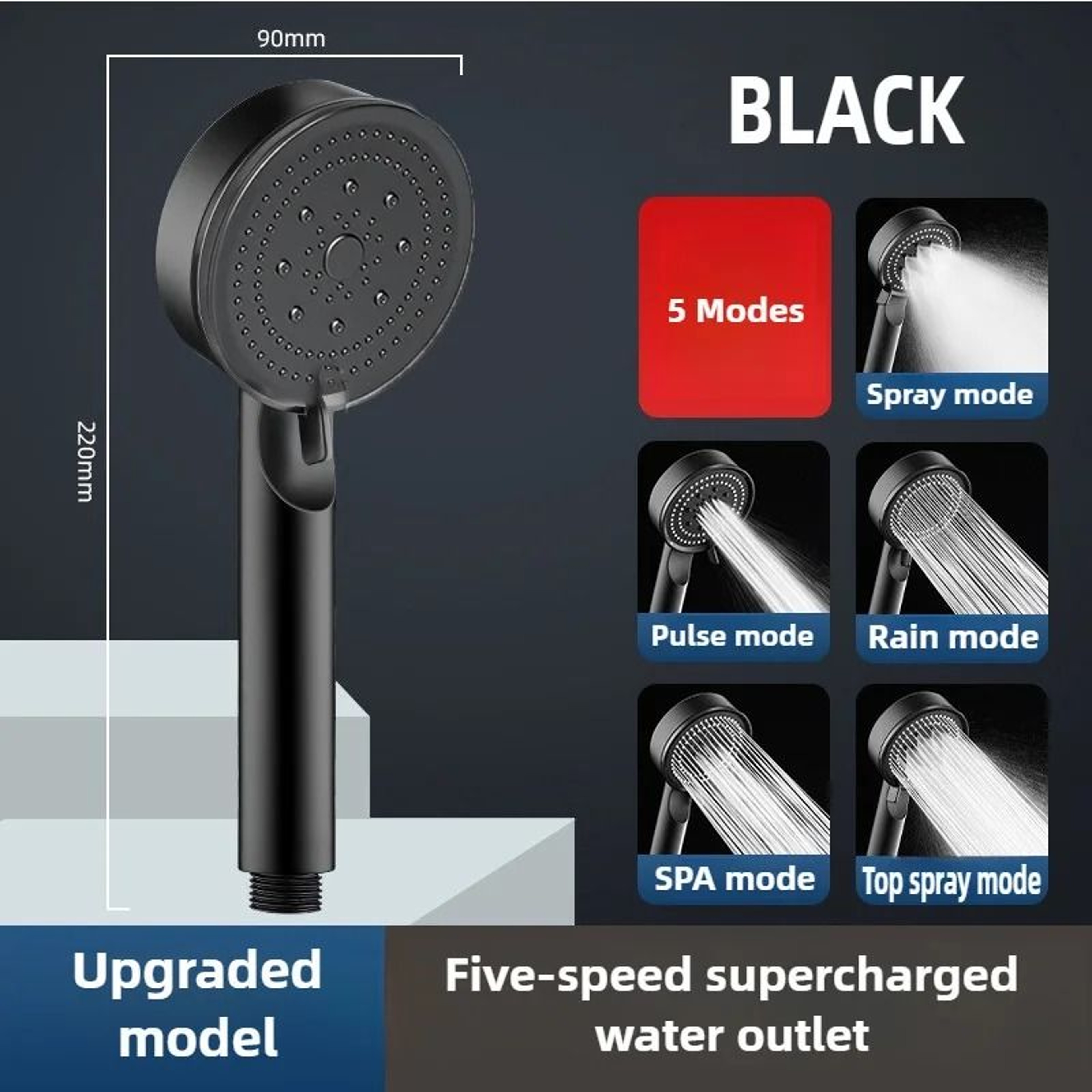 Pressure Boost Shower Head 5 Mode Shower Head Adjustable Massage Shower Nozzle 1