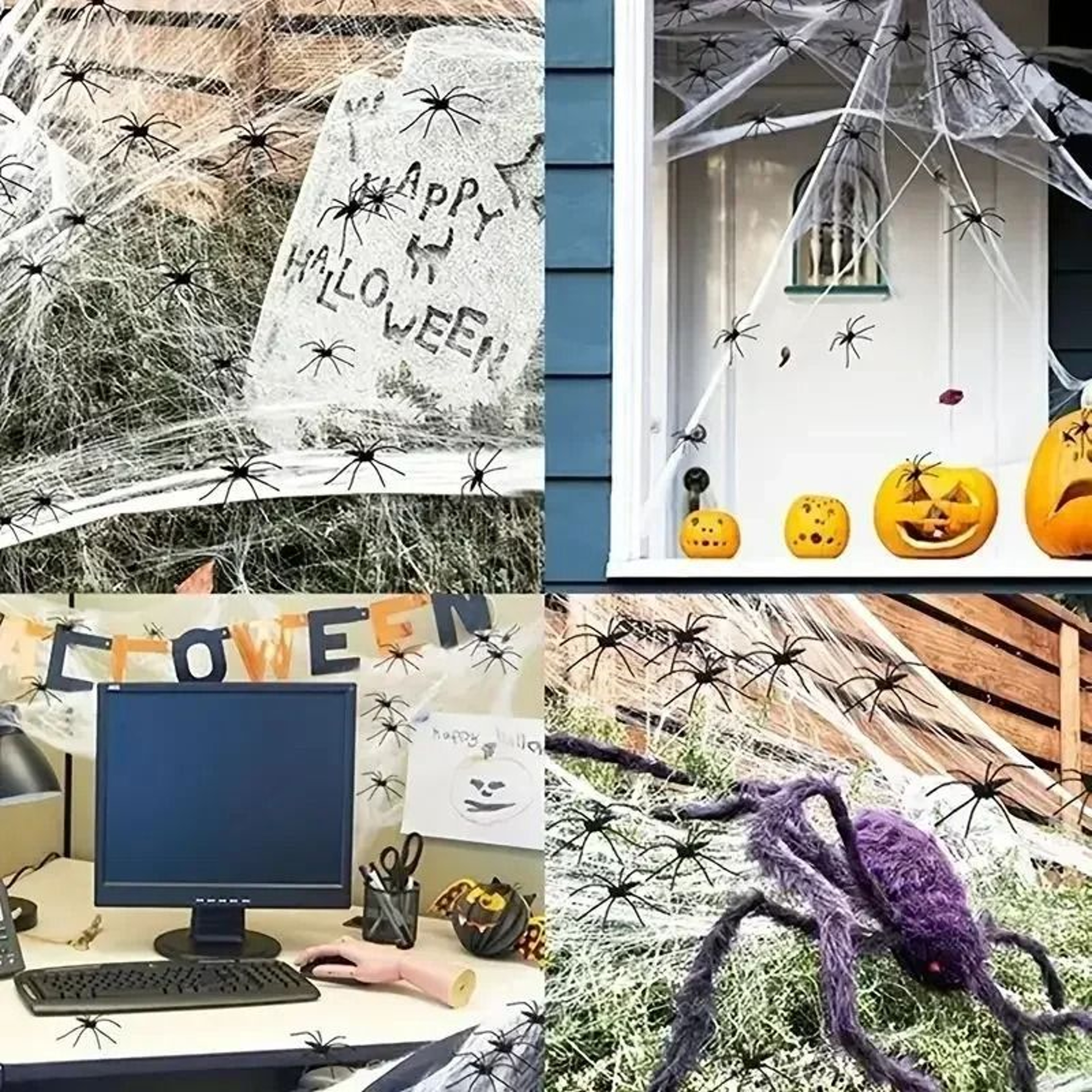 Halloween Spider Web Decoration Fake Spider Web Cotton Thread Haunted House Decor 8