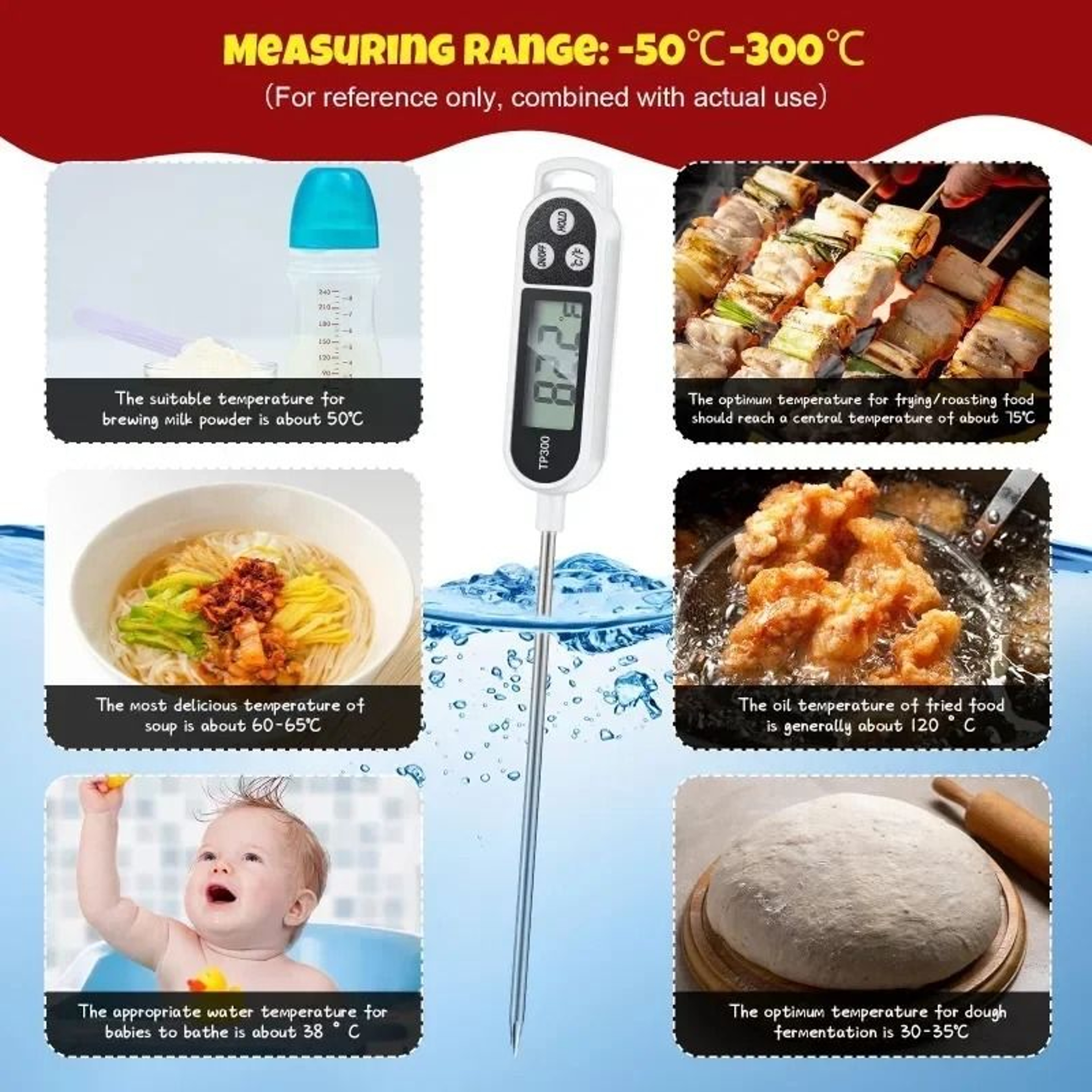 Digital Food Thermometer Kitchen Thermometer Probe Instant Read BBQ Meat Thermometer 7