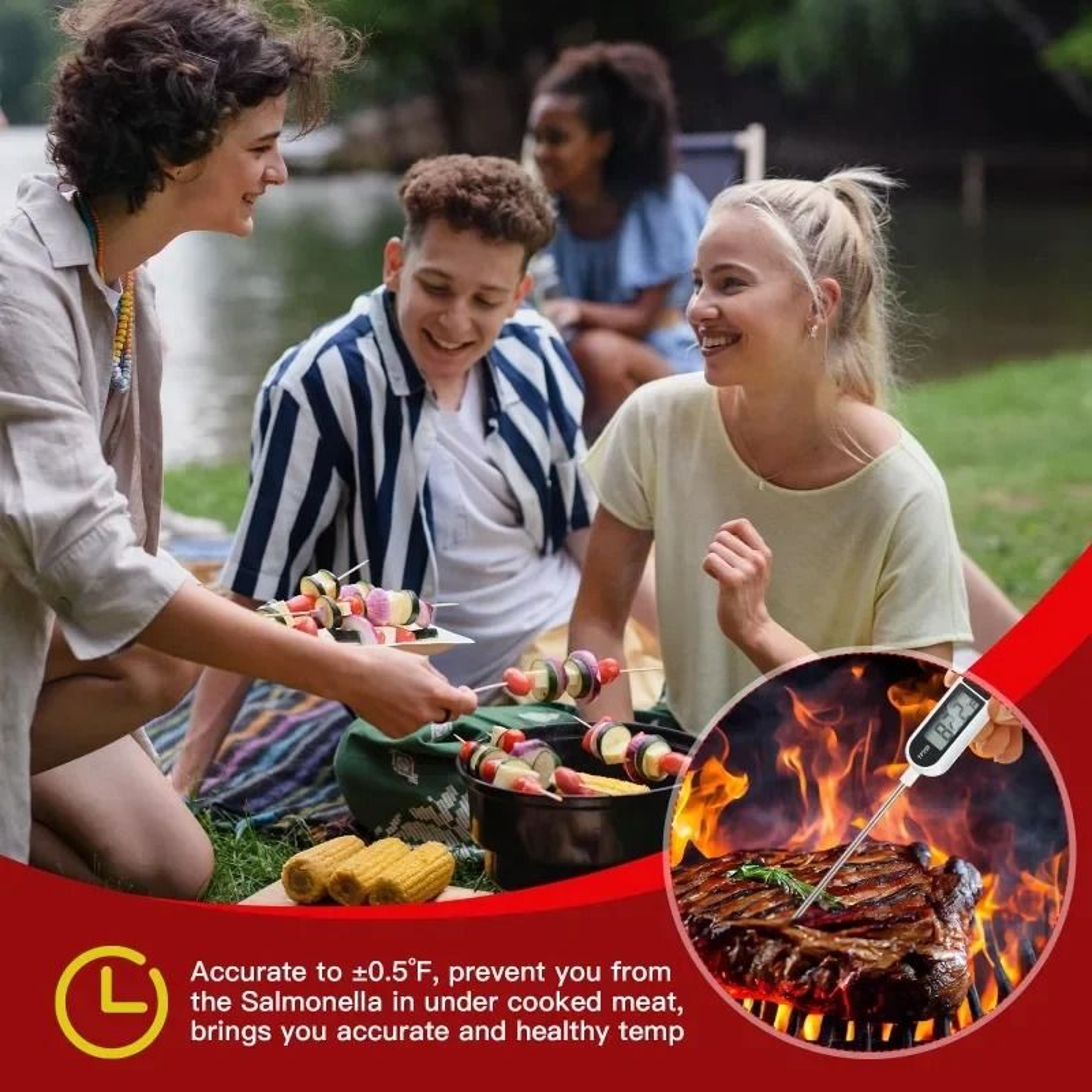 Digital Food Thermometer Kitchen Thermometer Probe Instant Read BBQ Meat Thermometer 8