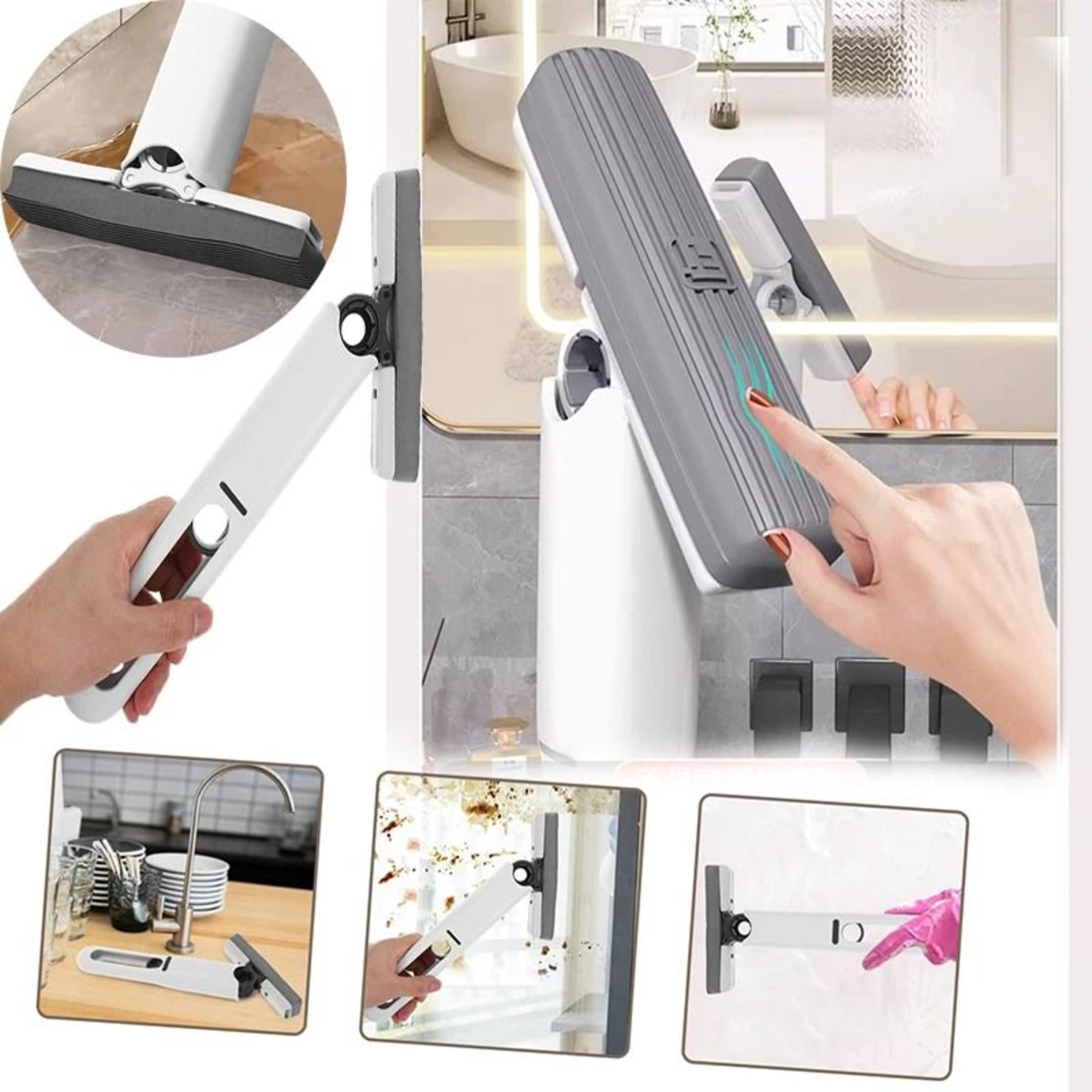 Handheld Mini Mop Self Wringing Sponge Desktop Cleaning Mop For Kitchen Countertops 10