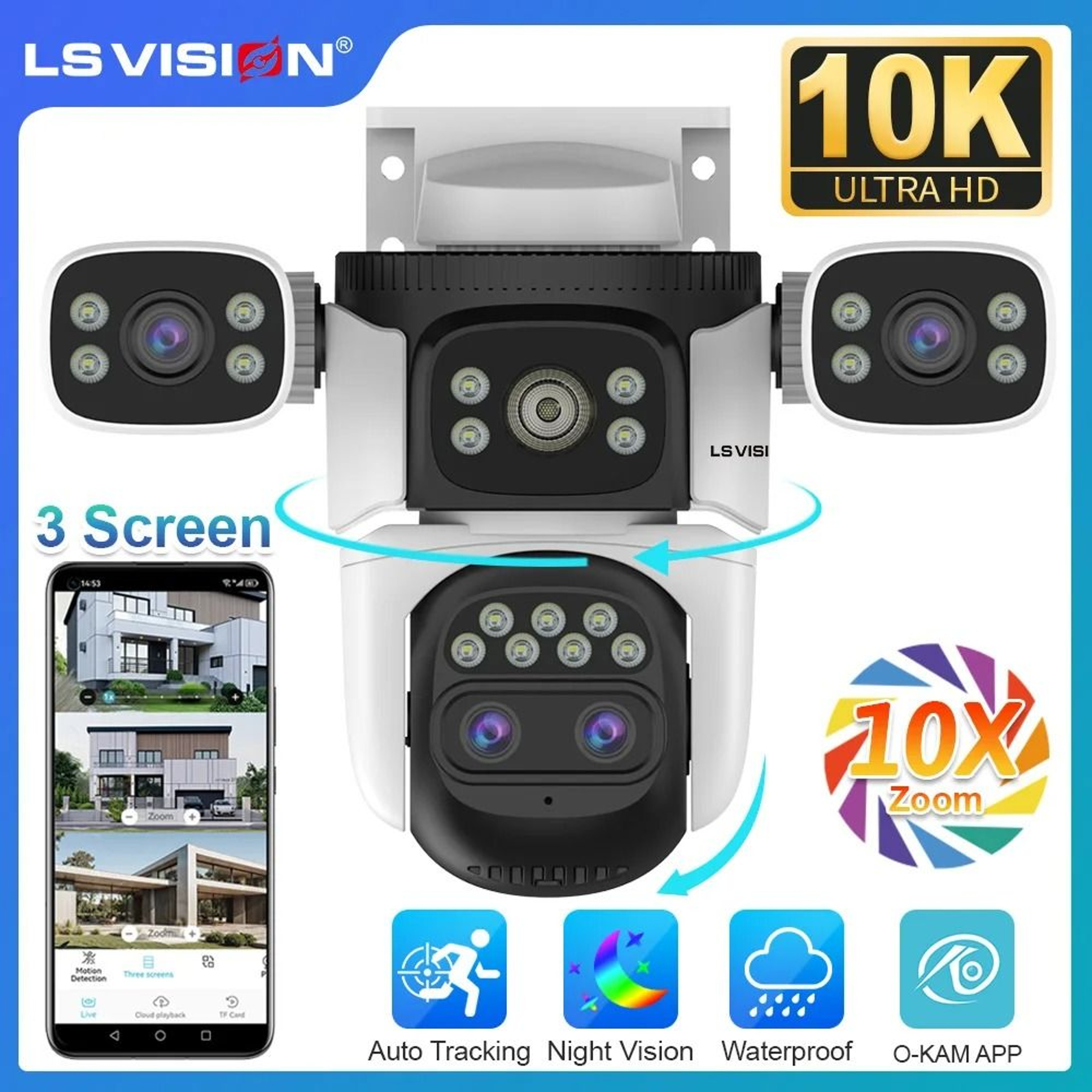 LS VISION Outdoor PTZ WiFi Security Camera With 10X Zoom And Auto Tracking 0