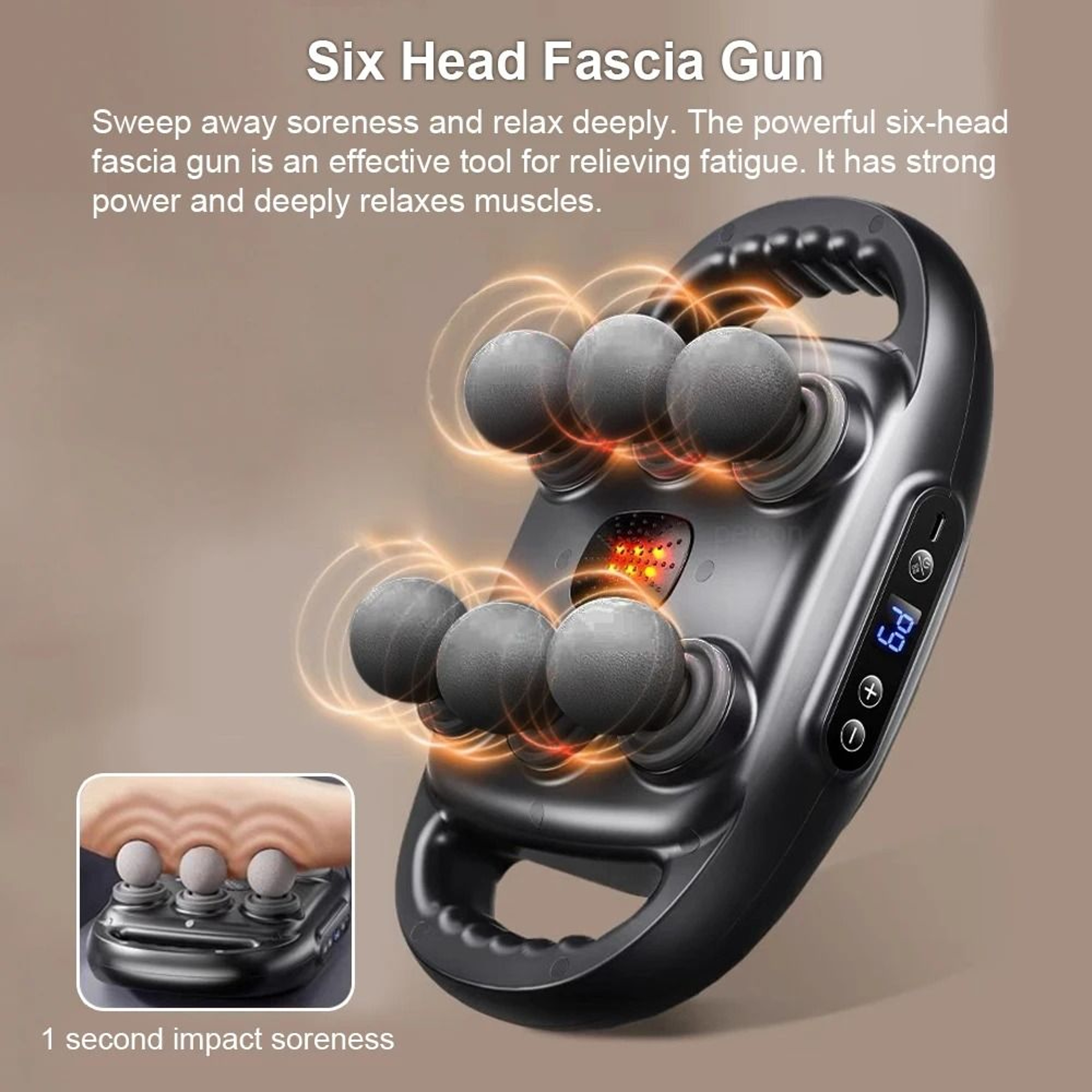Professional Massage Gun Deep Tissue Massager With 6 Heads High Frequency Muscle Relief 4