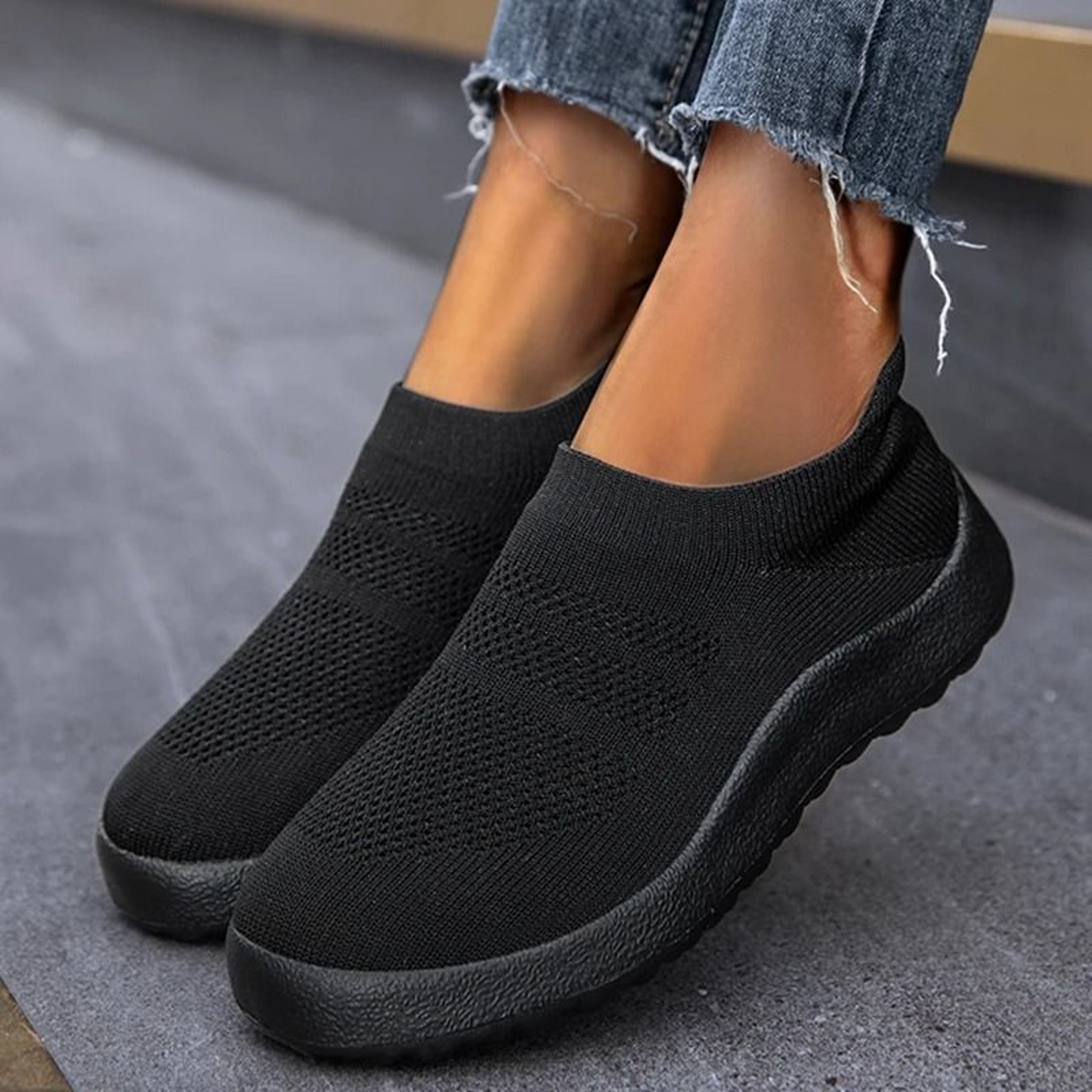 Womens Slip On Sneakers Breathable Running Shoes Comfortable Sock Sport Shoes 7