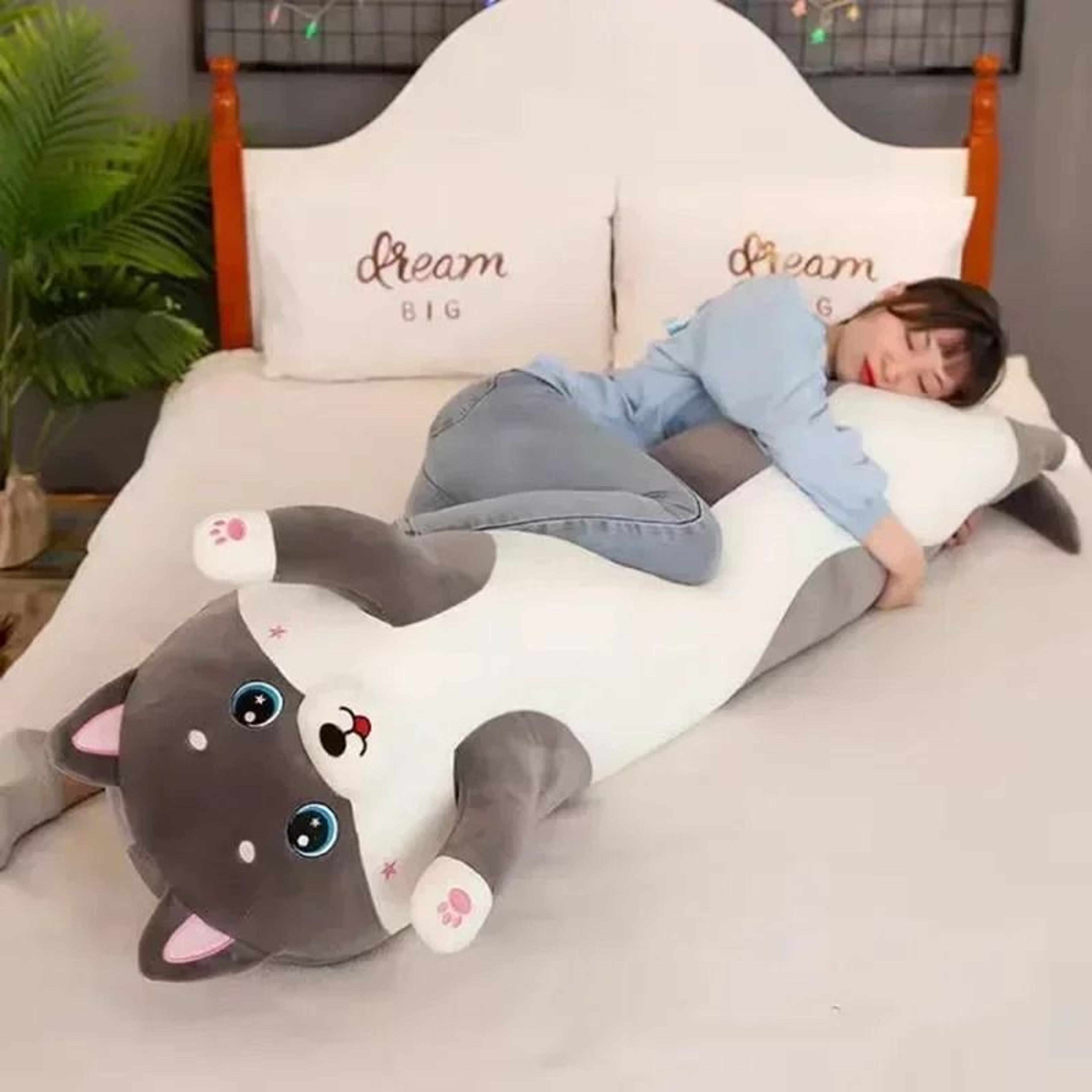 Cute Husky Body Pillow Long Plush Side Sleeper Pillow Soft Bed Decorative Gift 4
