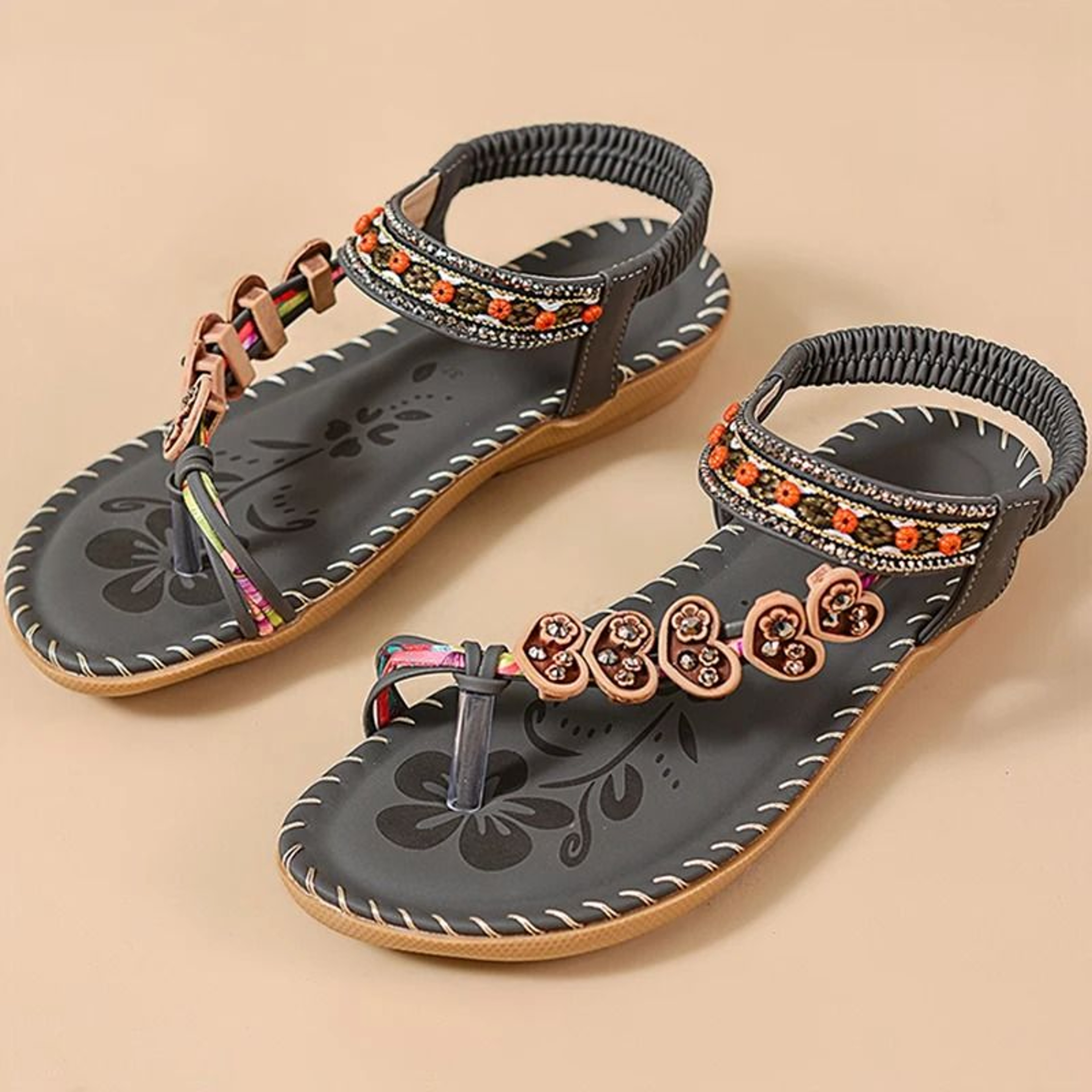 Boho Summer Sandals Womens Beach Flip Flops Low Heel Comfortable Shoes 14
