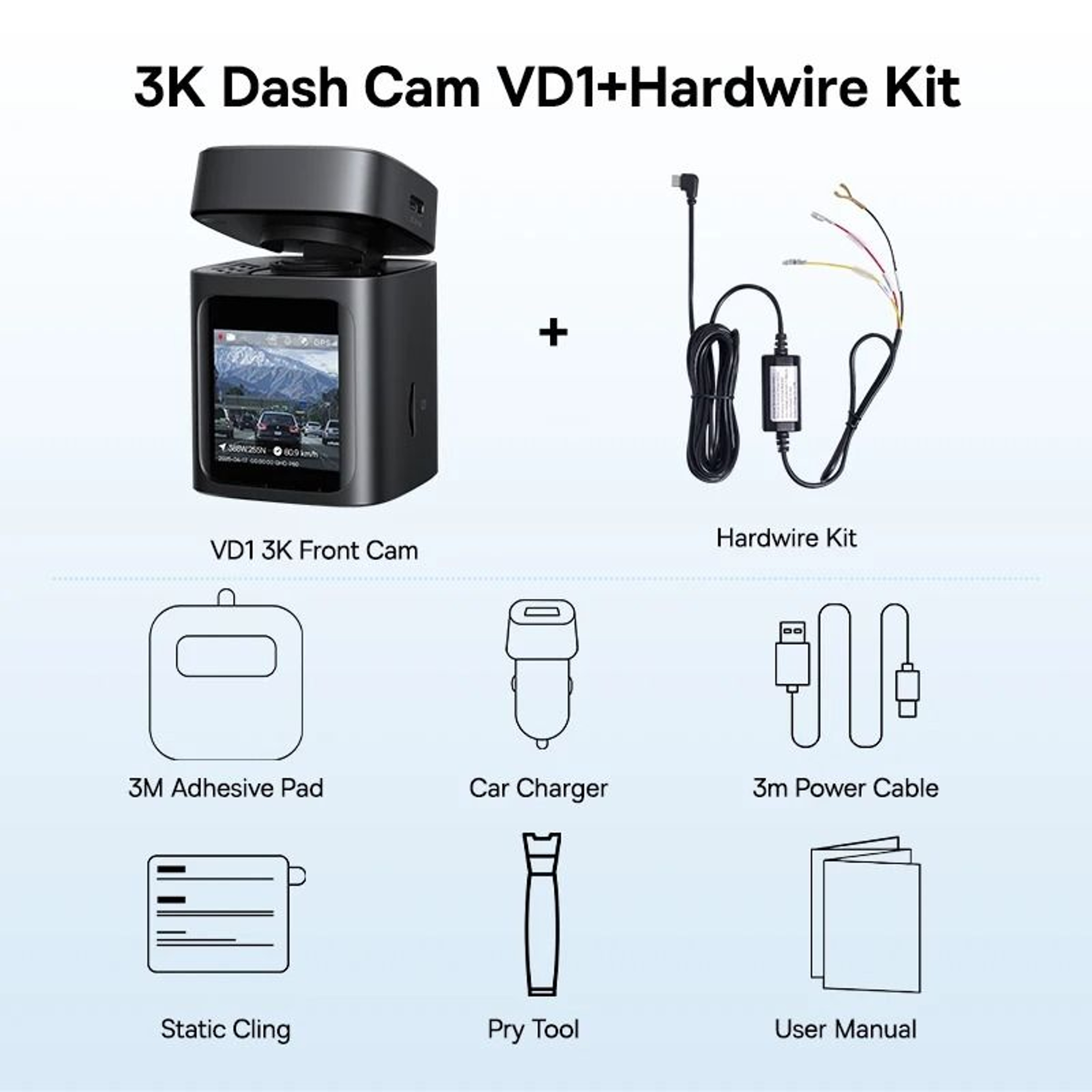 Baseus VD1 3K Dash Cam Front And Rear With GPS And 24H Parking Monitor 2