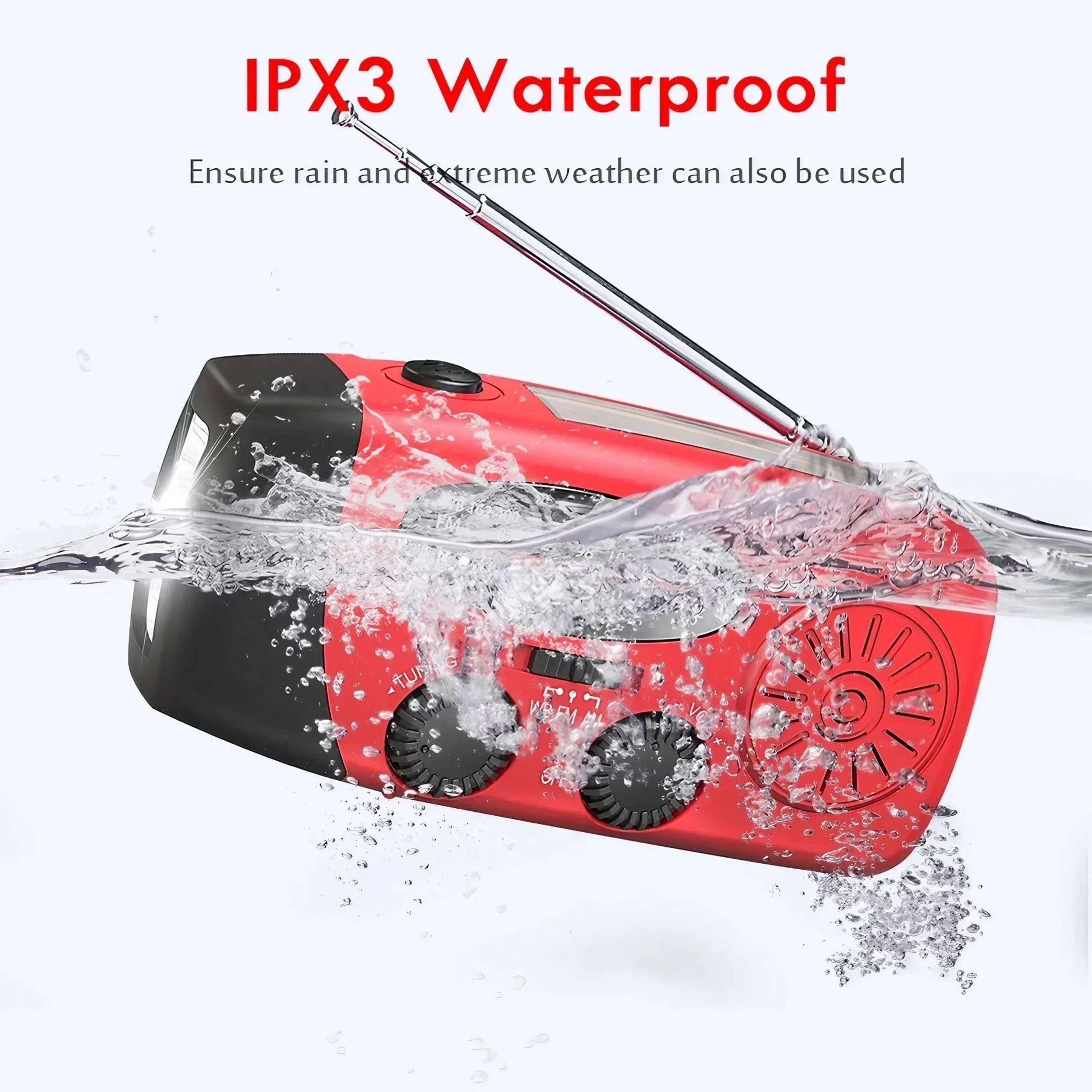 STONEGO Hand Crank Emergency Radio Solar Powered Lantern With Phone Charging 3