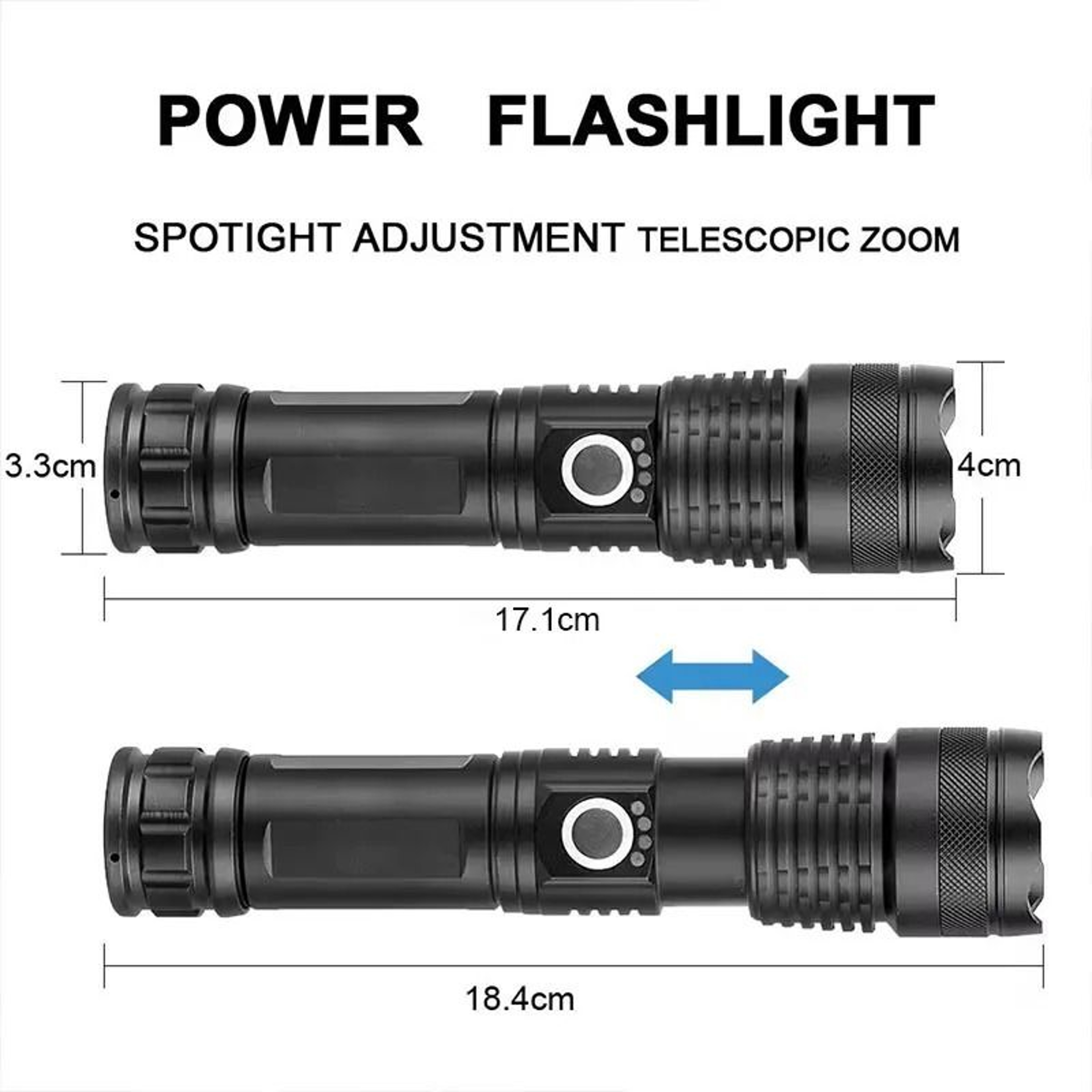 High Power Rechargeable Tactical Flashlight LED Zoom Aluminum Alloy Torch 10