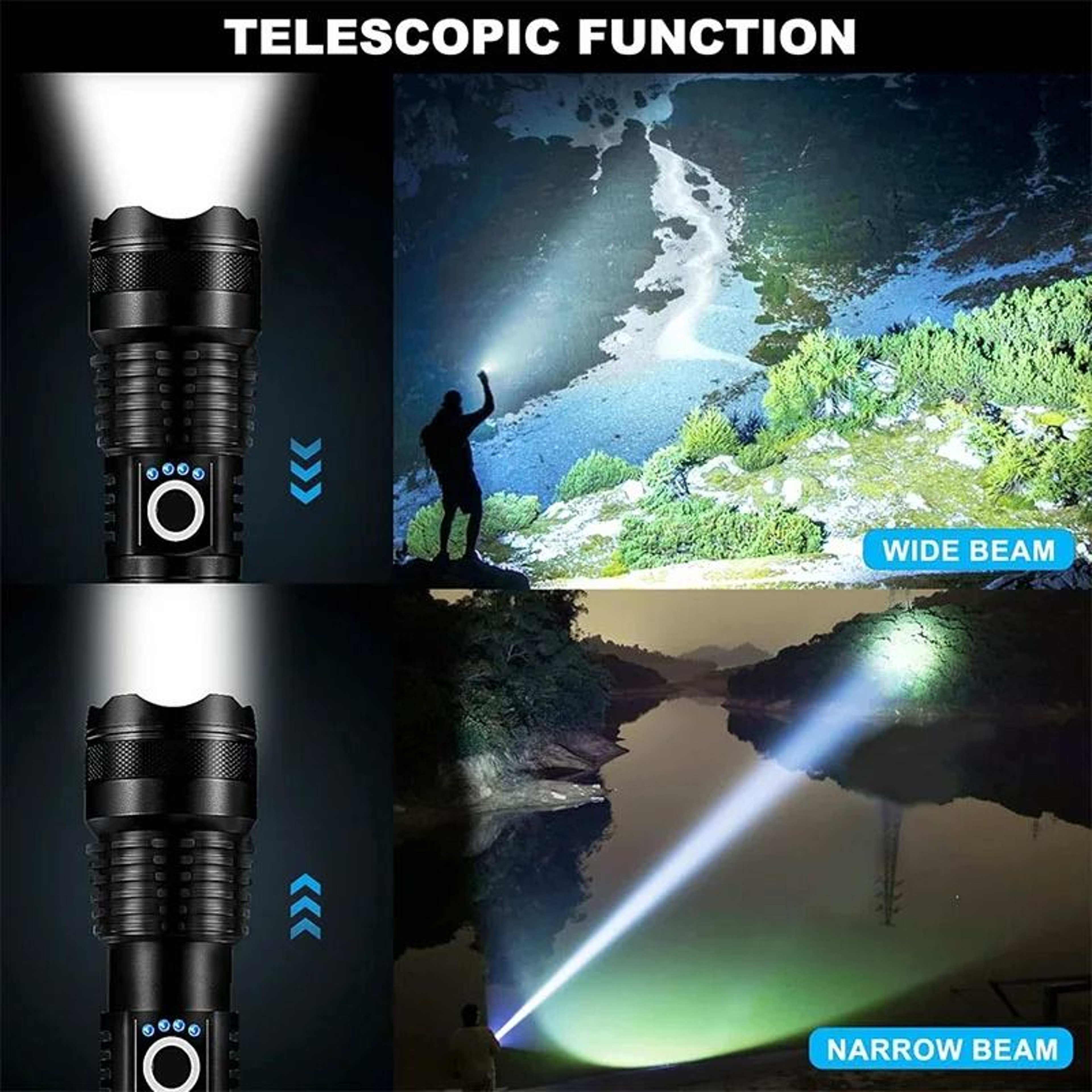 High Power Rechargeable Tactical Flashlight LED Zoom Aluminum Alloy Torch 7