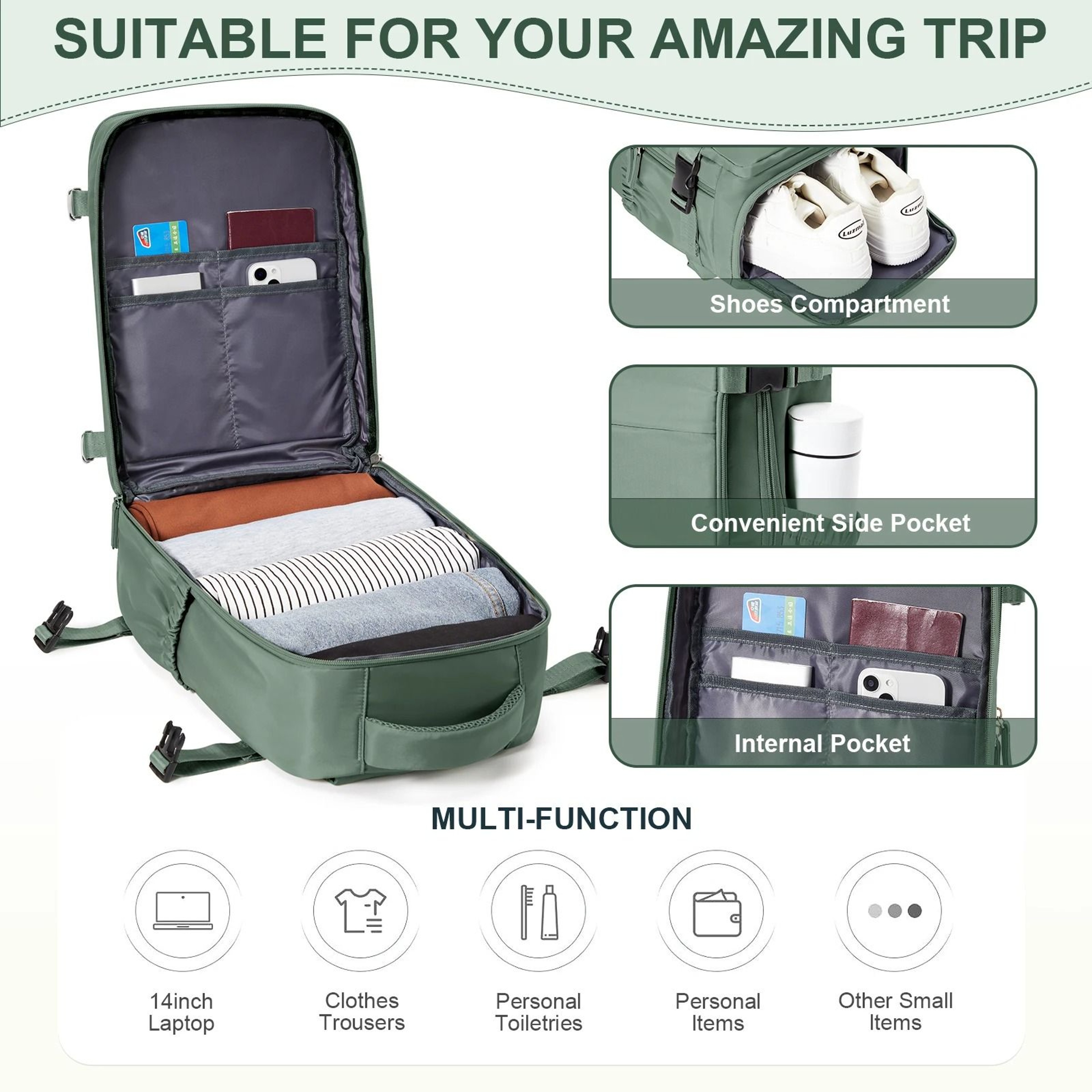 40x20x25 Cabin Backpack Ryanair Cabin Bag Carry On Laptop Travel Backpack 10