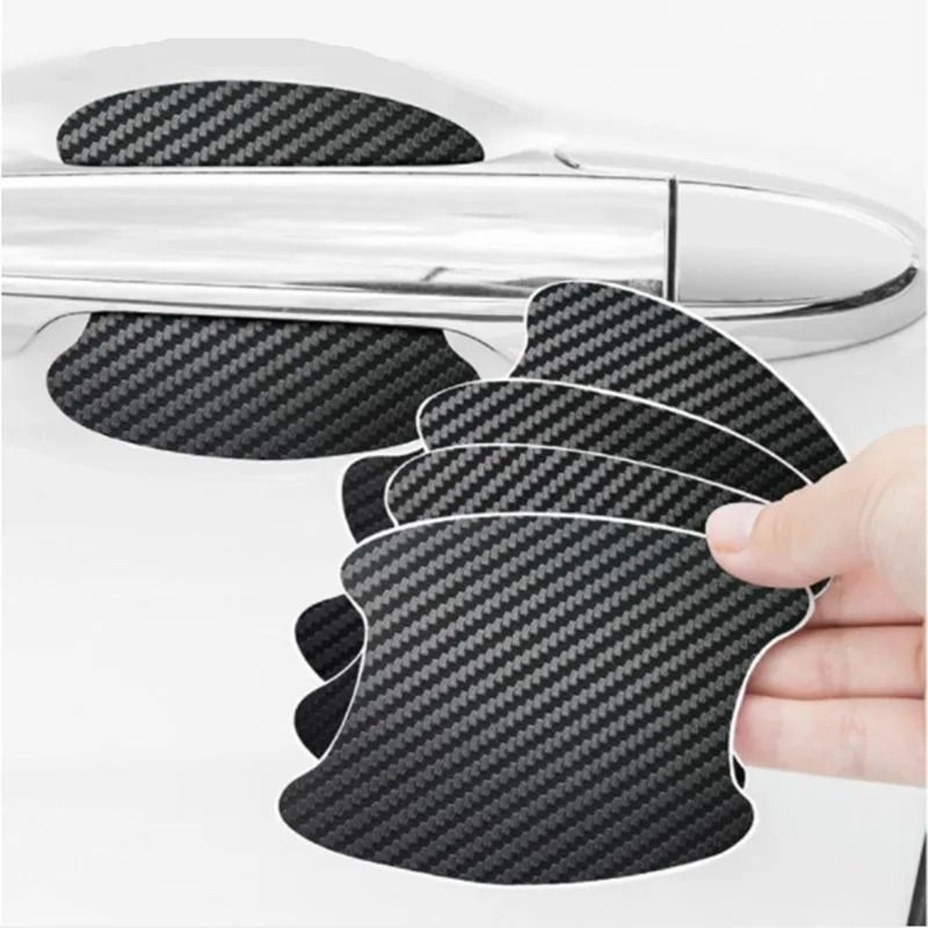 Carbon Fiber Car Door Handle Protector Sticker Set Scratch Resistant Car Handle Film 4pcs 10