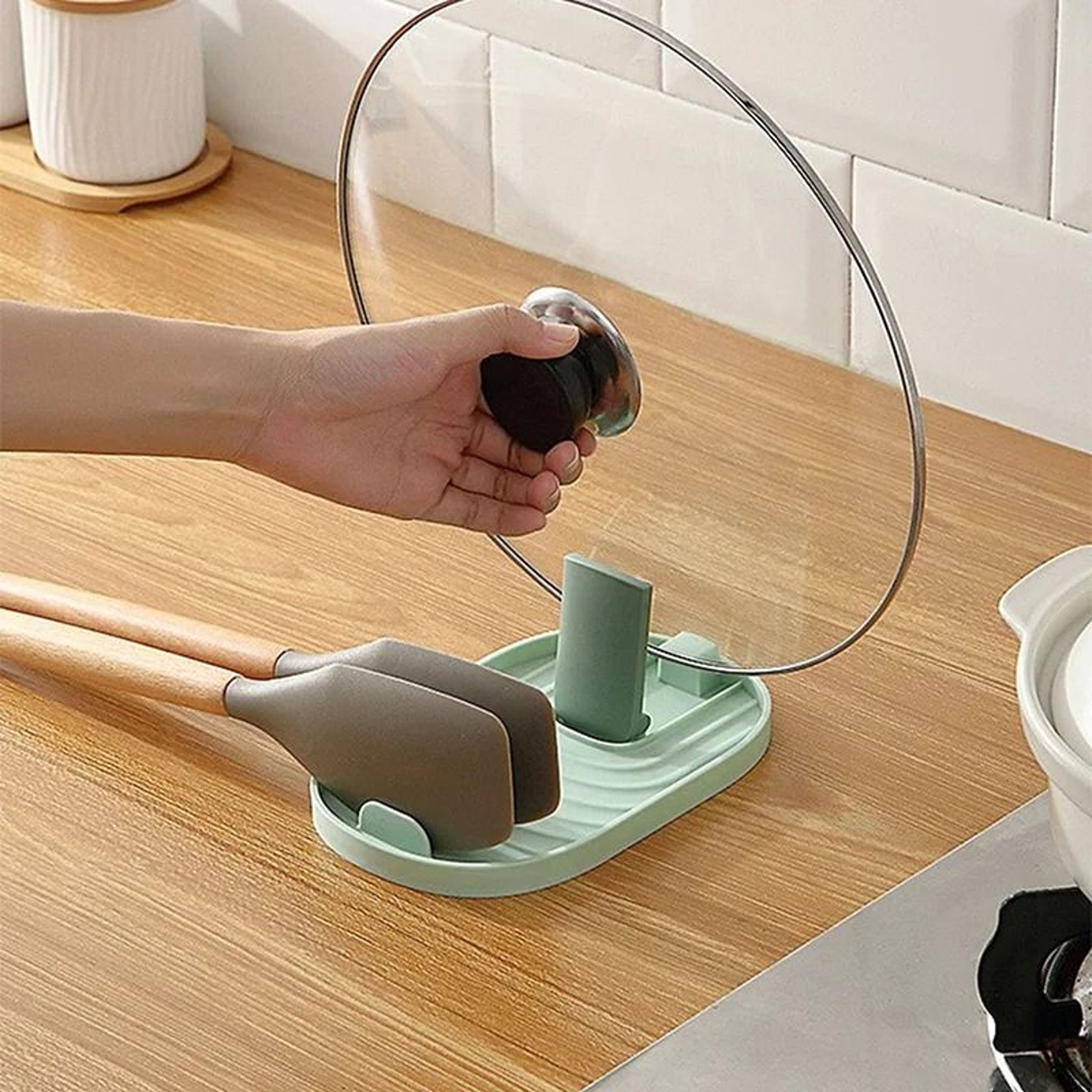 Foldable Pot Lid Holder Kitchen Utensil Rack Nordic Style Spoon Rest Organizer 3