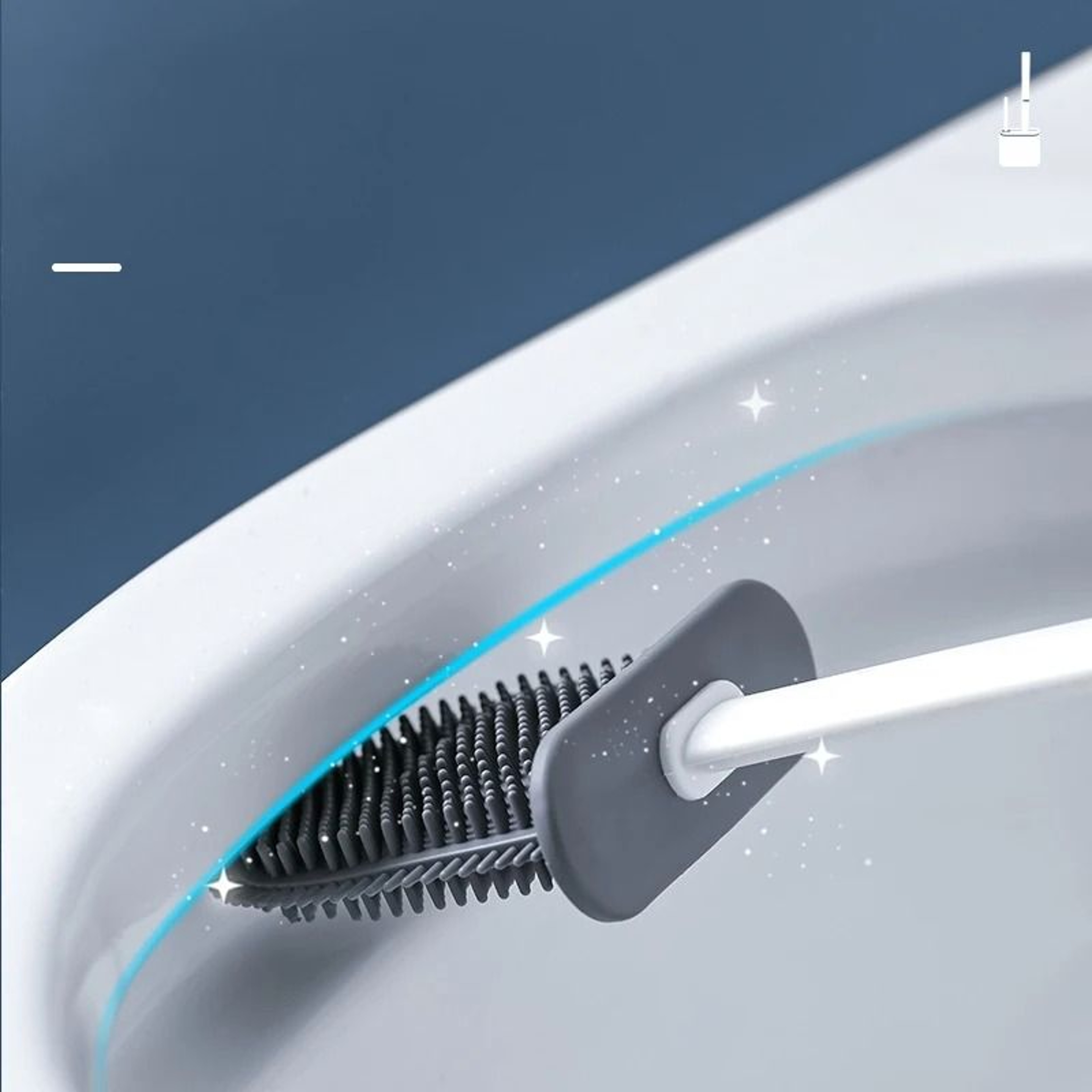Silicone Toilet Brush Flat Head Flexible Wall Mounted Toilet Bowl Cleaner Set 6