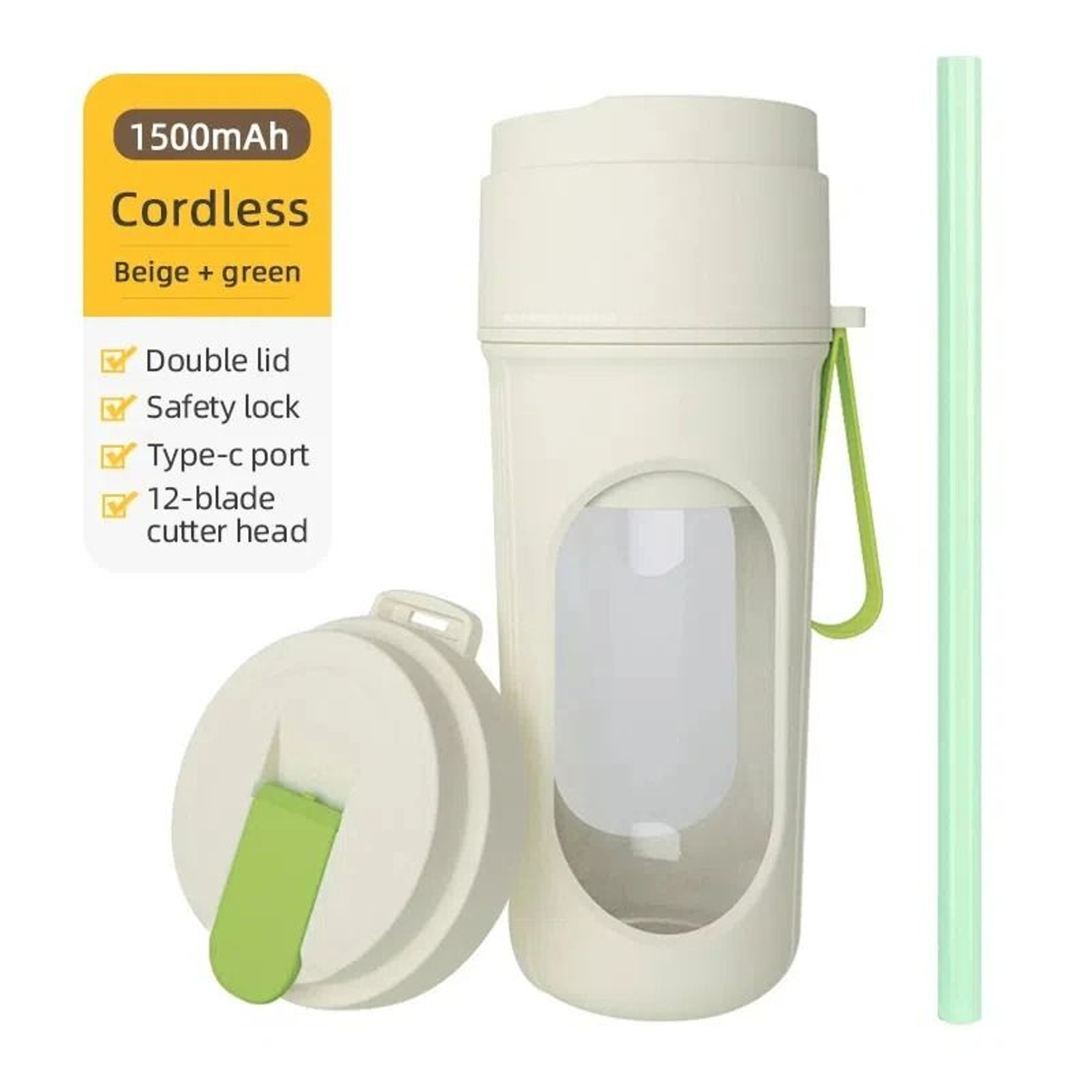 Portable Blender Bottle USB Rechargeable Mini Juice And Smoothie Blender 6 Blades 6