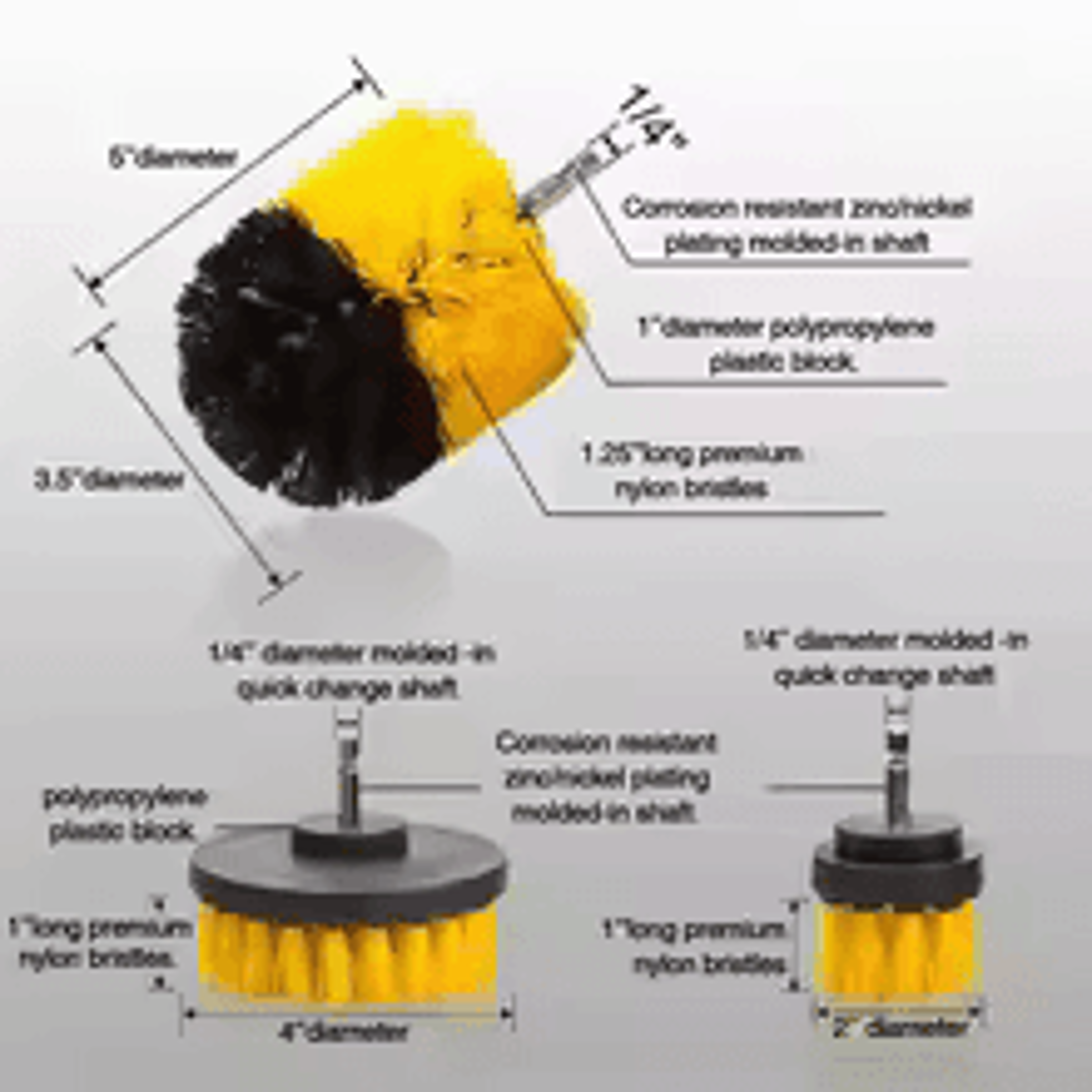 3 Pcs Drill Brush Kit Electric Scrubber Brush Set For Carpet Glass Car Tires Cleaning 15